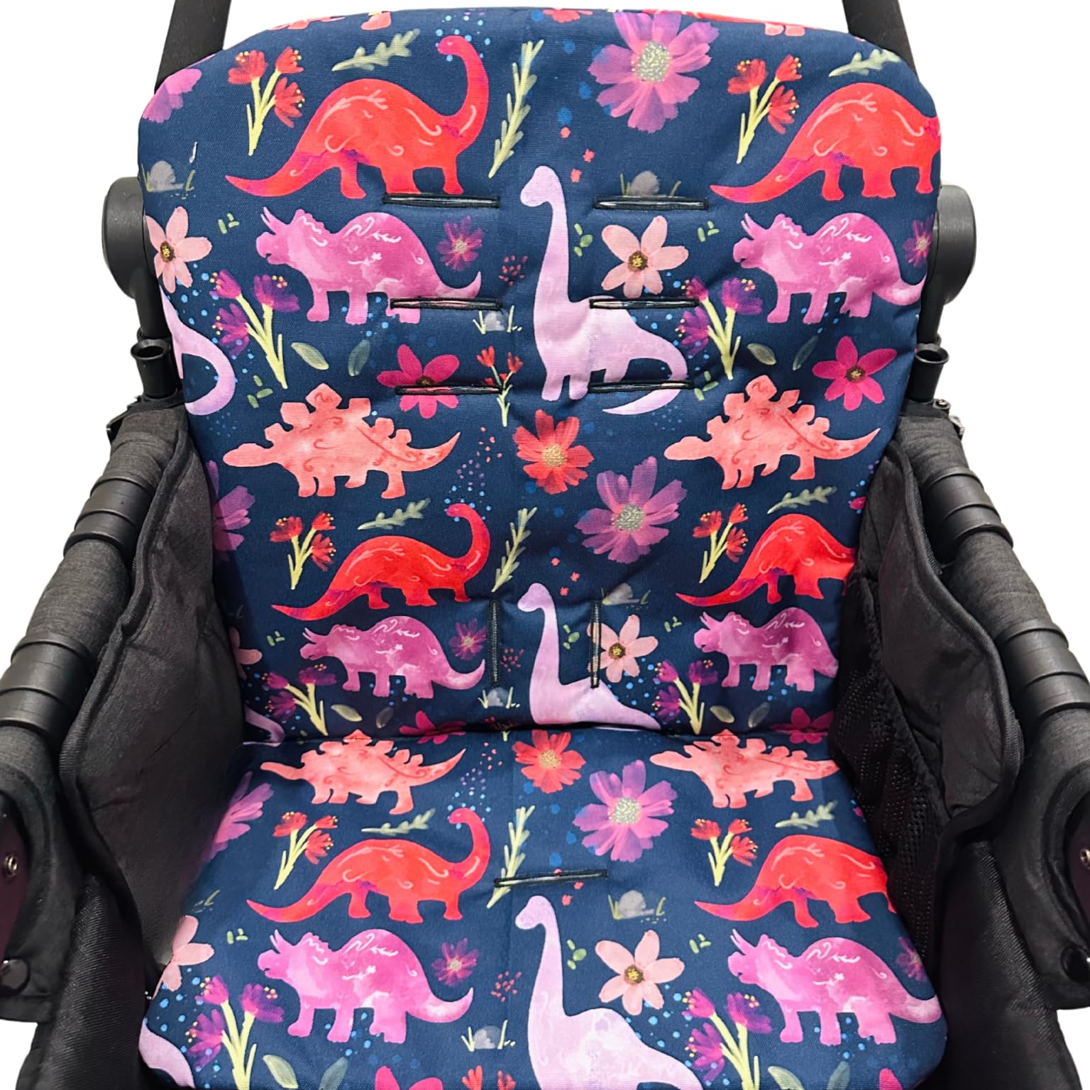 Wonderfold W Series Wagon Stroller Seat Cover - Padded Cushion for Comfort, Mess Protection (Purple Dinosaur Print, 2 Seater) - Perfect for Family Outings, Beach Trips & Park Adventures