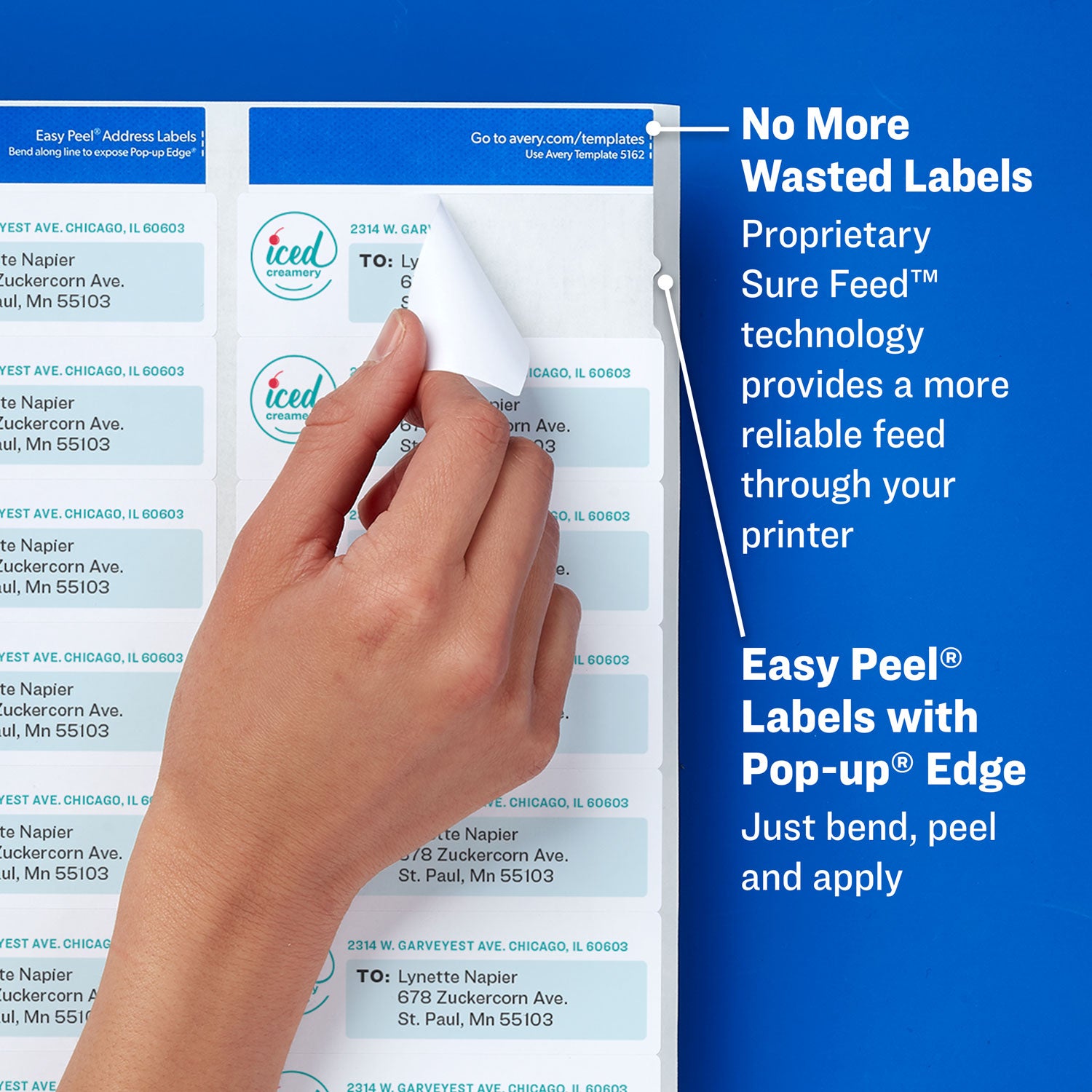 Avery® Easy Peel White Address Labels with Sure Feed Technology for Laser Printers, 0.66