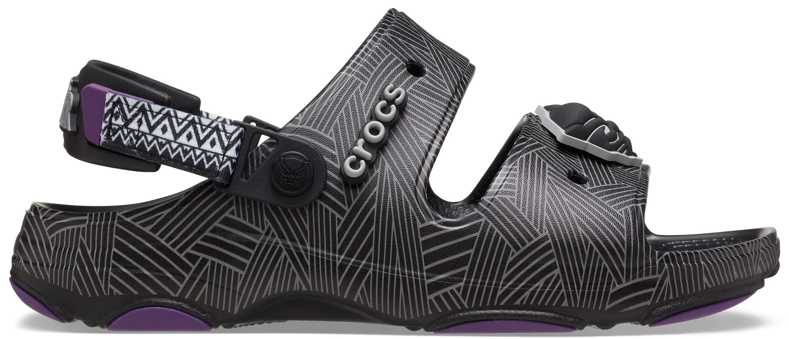 Crocs Kids' Black Panther All-Terrain Sandals - Lightweight & Comfortable Water Shoes for Boys & Girls - Perfect for Beach, Pool, and Outdoor Adventures