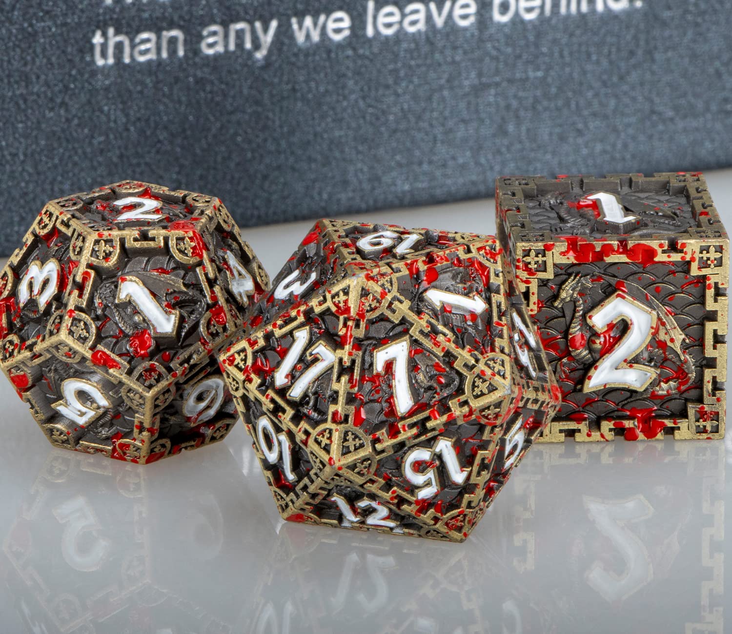 Premium Bronze Dragon Design Metal D&D Dice Set - Handmade Polyhedral Dice (D20, D12, D10, D8, D6, D4) with Gift Box for Dungeons & Dragons RPG, Tabletop Role Playing Games - Perfect for Fantasy Adventures, Campaigns & Collector Displays