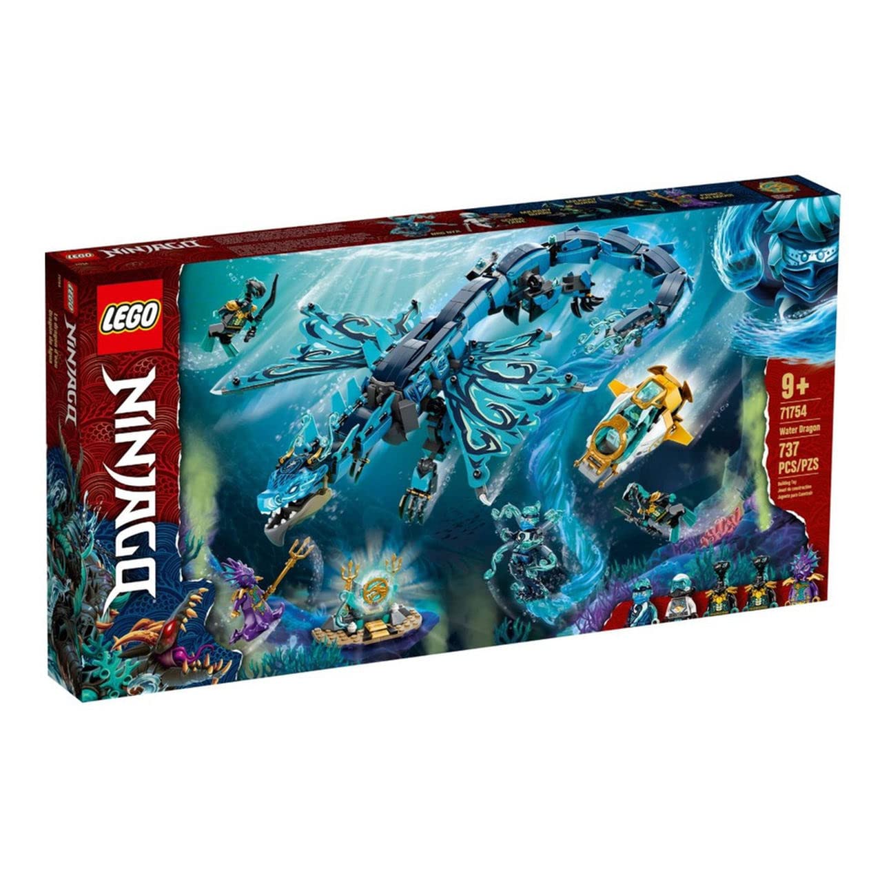 LEGO NINJAGO Water Dragon Building Set 71754 - 5 Ninja Minifigures with Weapons, Creative Construction Toy for Kids Ages 9+ | Perfect Birthday Gift for Boys & Girls | Role Play & Collectible Display