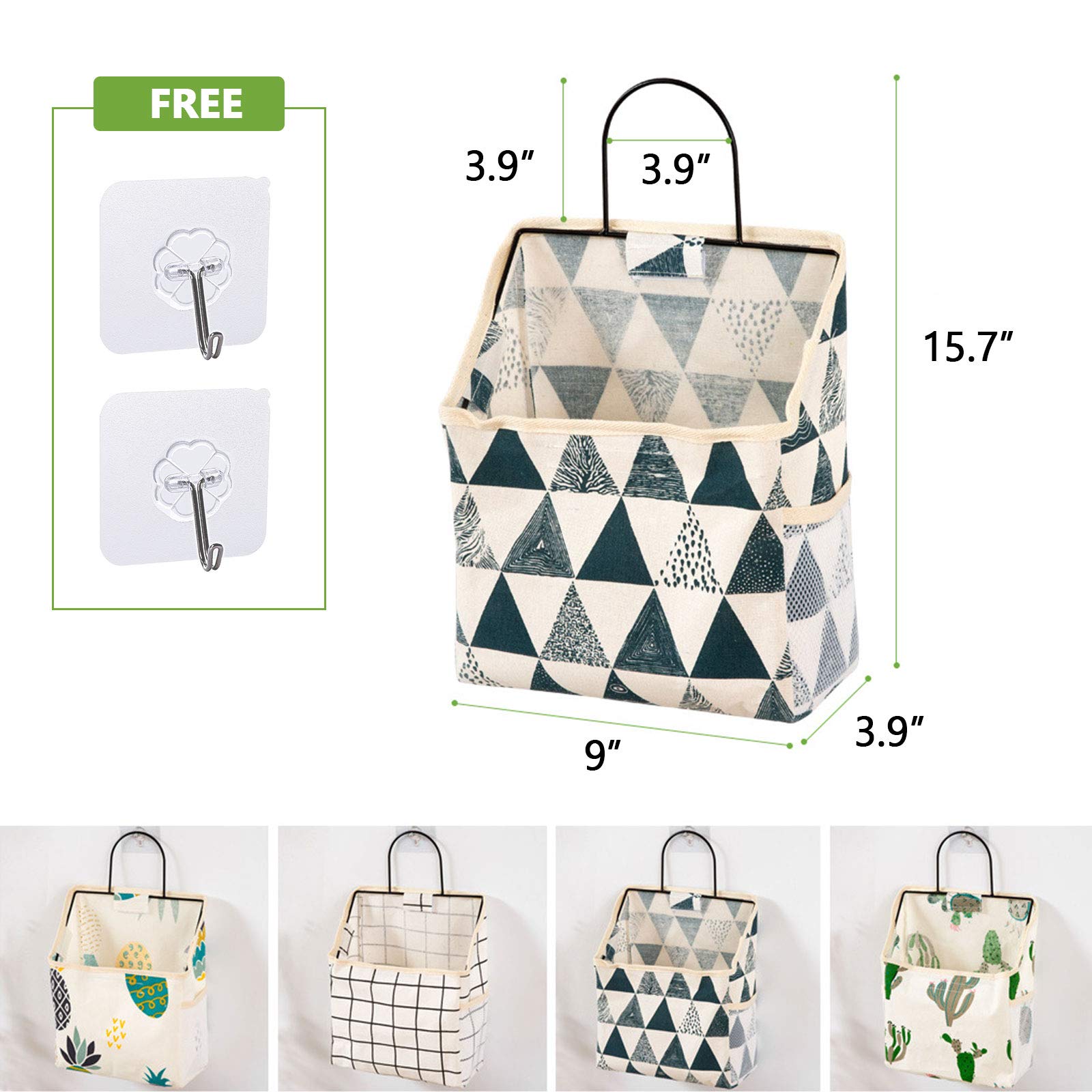 2-Pack Over The Door Hanging Storage Organizer - Cotton Linen Fabric Hanging Pocket Baskets for Closet, Bedroom & Bathroom | Space-Saving Storage Solution for Towels, Toys & Accessories