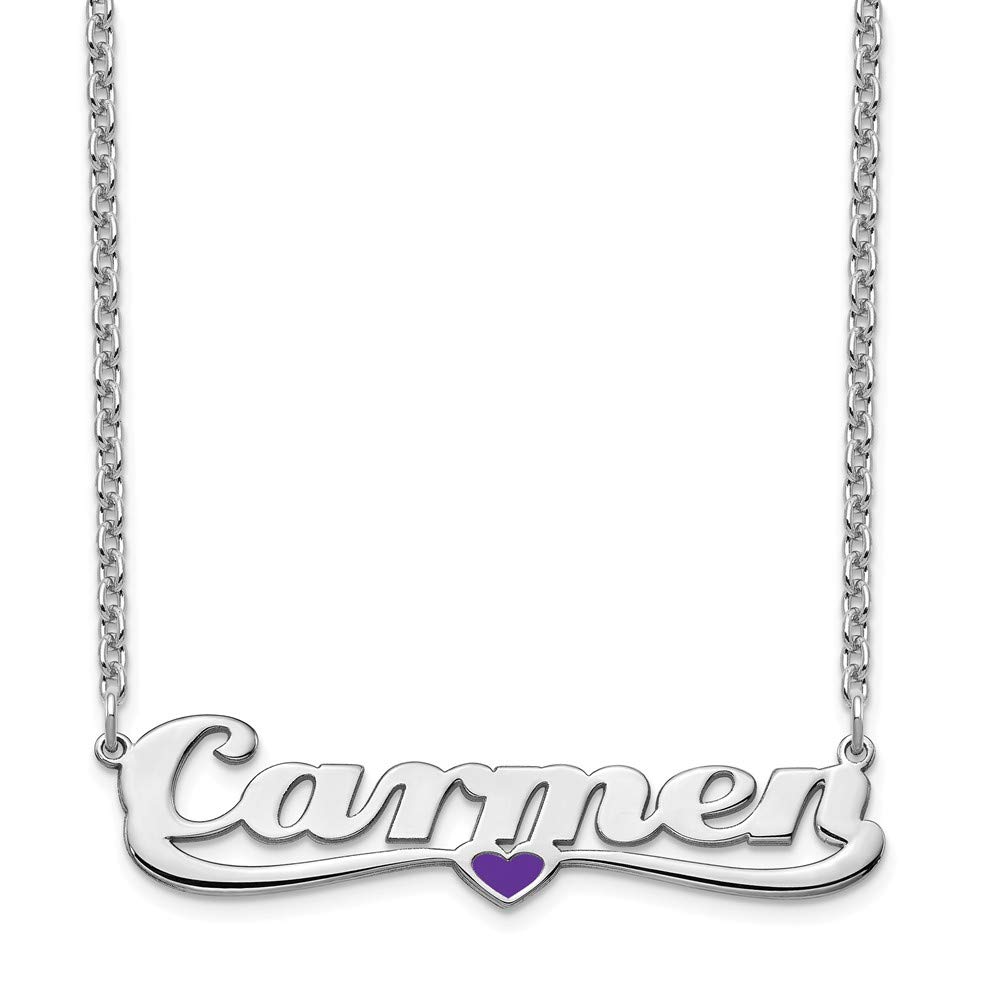 10K White Gold Heart Nameplate Pendant Necklace - Personalized Engraved Charm with 18