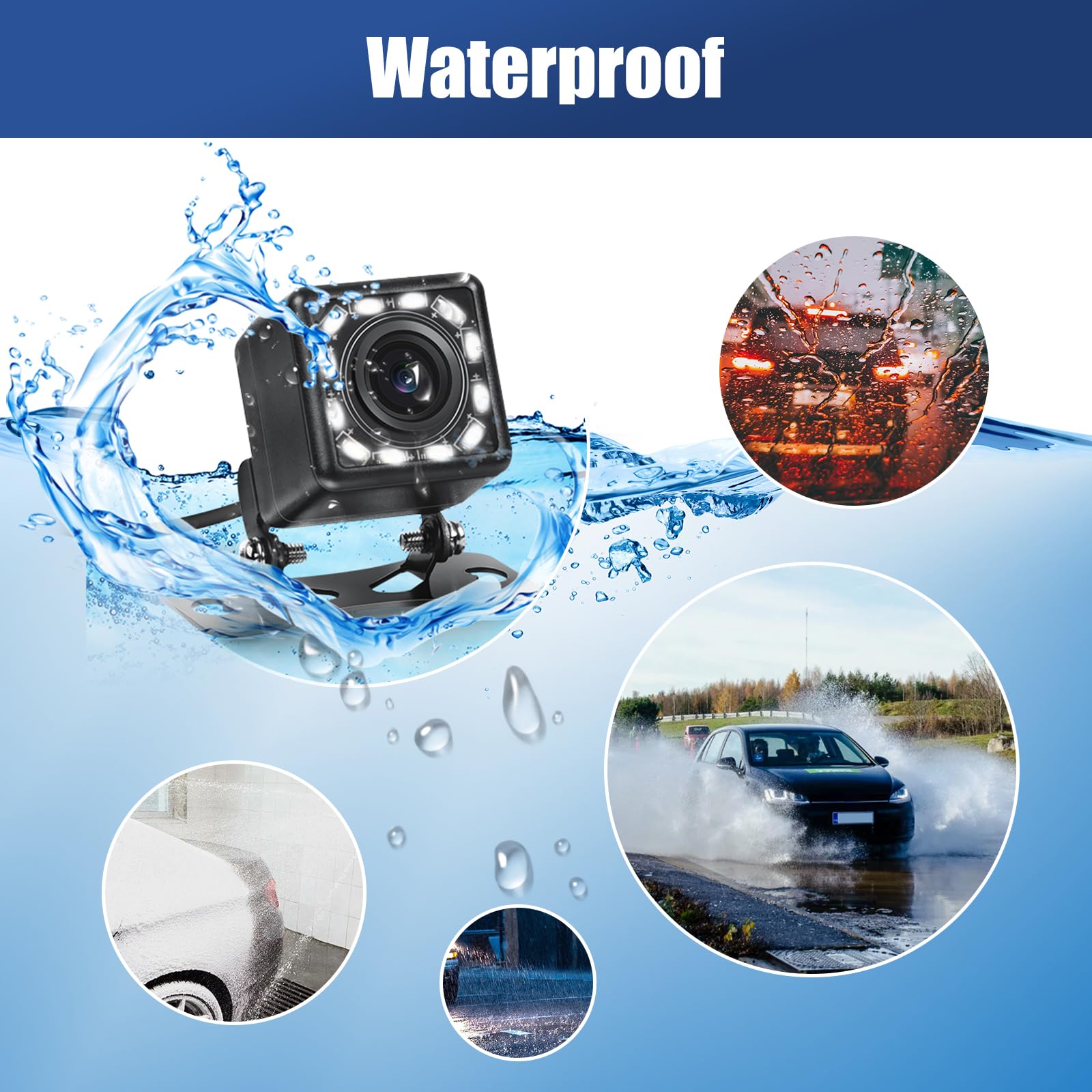 Universal Car Backup Camera with 12-LED Night Vision & 170° Wide Angle - Waterproof Rear View Reverse Camera for Cars, Trucks, SUVs, RVs, Vans, Trailers - Perfect for Safe Parking & Night Driving