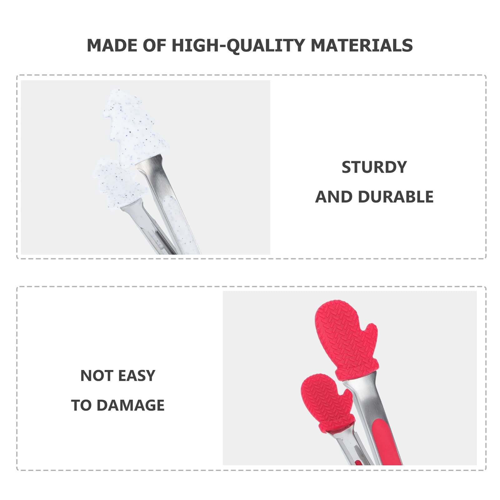 Angoily 4-Piece Silicone Food Tongs Set - Heat-Resistant Stainless Steel Kitchen Cooking Utensils for BBQ, Steak, Bread & More - Perfect for Grilling, Baking & Serving