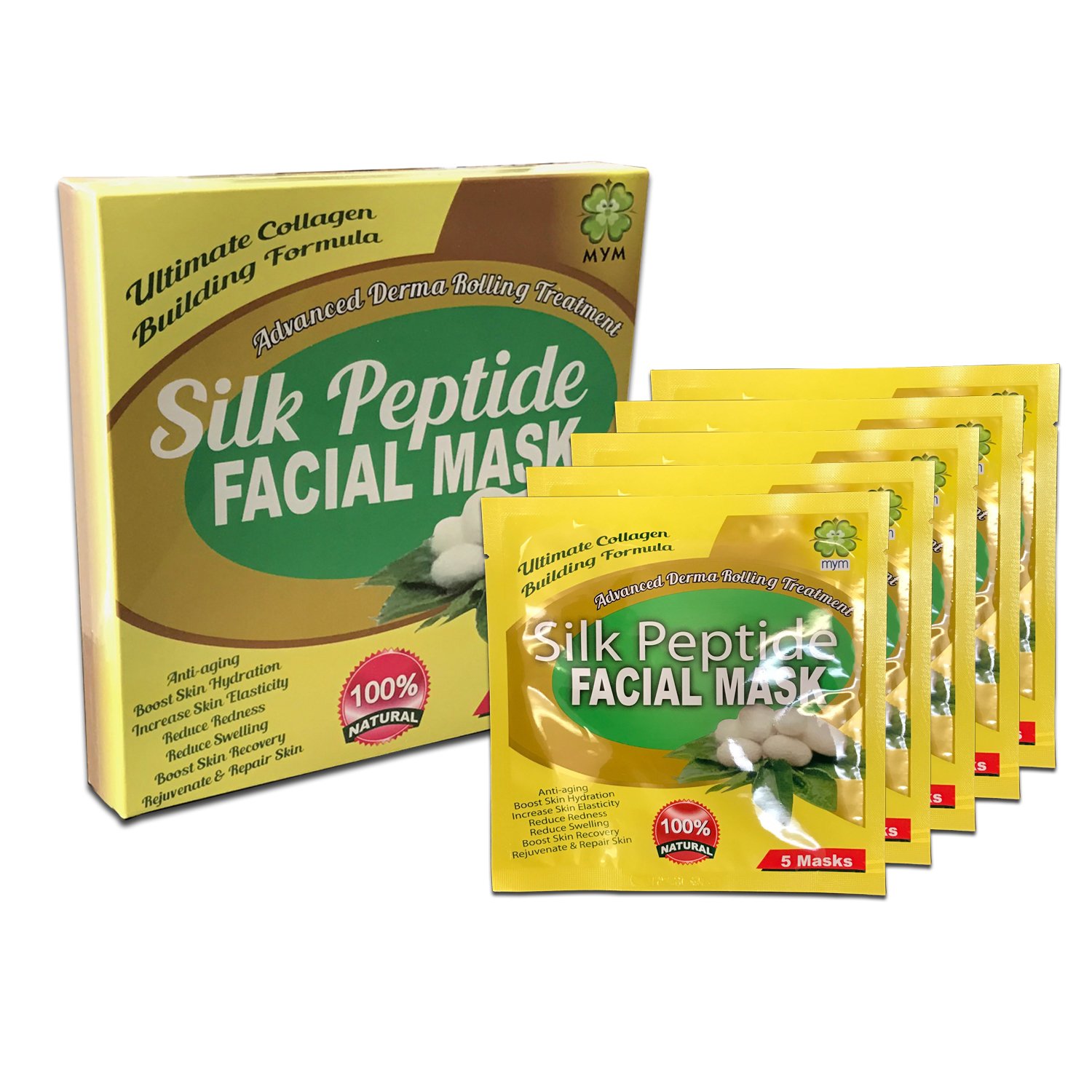 MyM Advanced Collagen Peptide Silk Face Mask - Hydrating, Soothing & Cooling Treatment for Post-Rolling, Redness Relief & Skin Healing | Perfect for Post-Treatment Care & Sensitive Skin Recovery