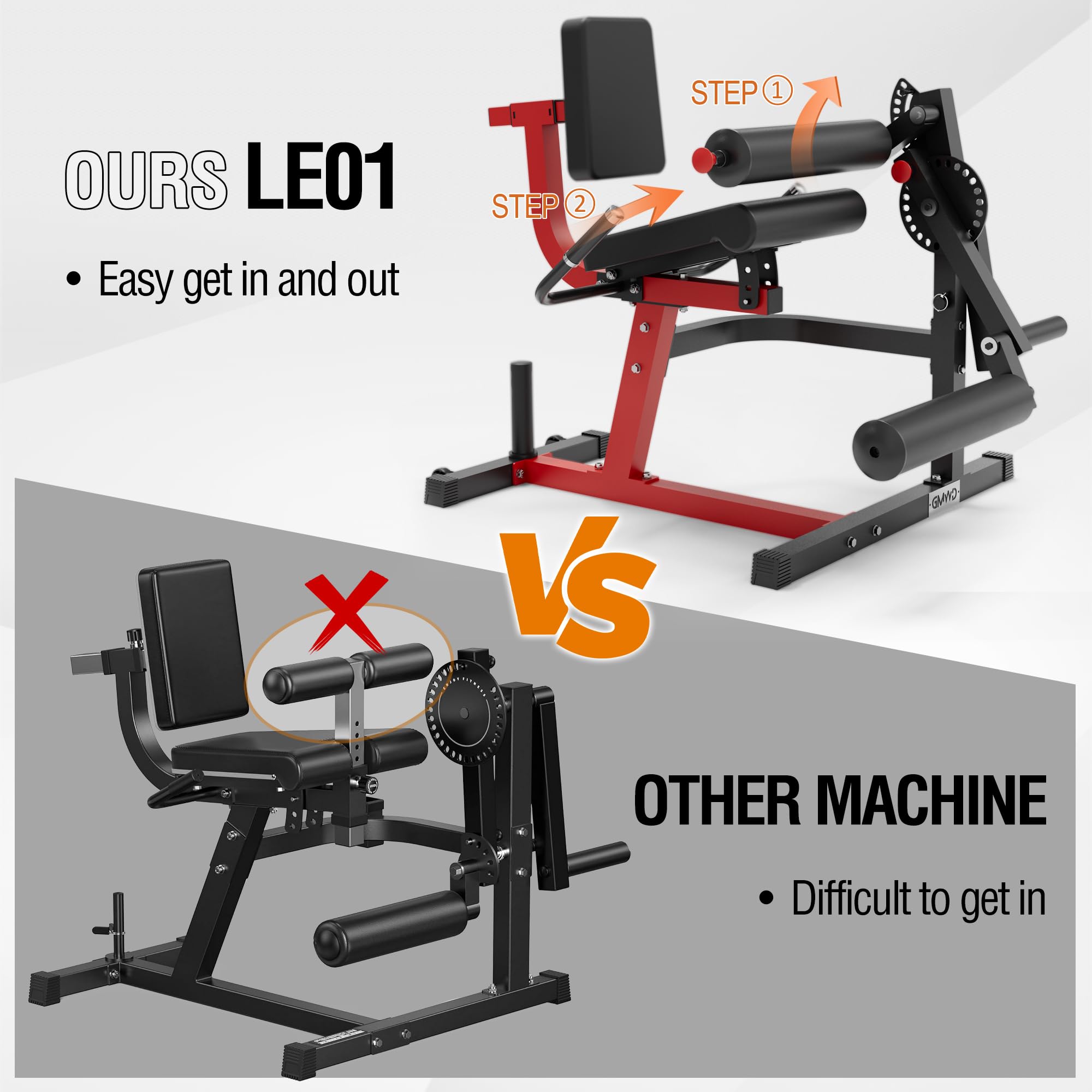 GMWD Leg Extension and Curl Machine - Adjustable Plate Loaded Leg Exercise Bench for Thigh Workouts | Home Gym Equipment for Lower Body Strength Training | Perfect for Home Fitness, Leg Muscle Building & Rehabilitation Exercises