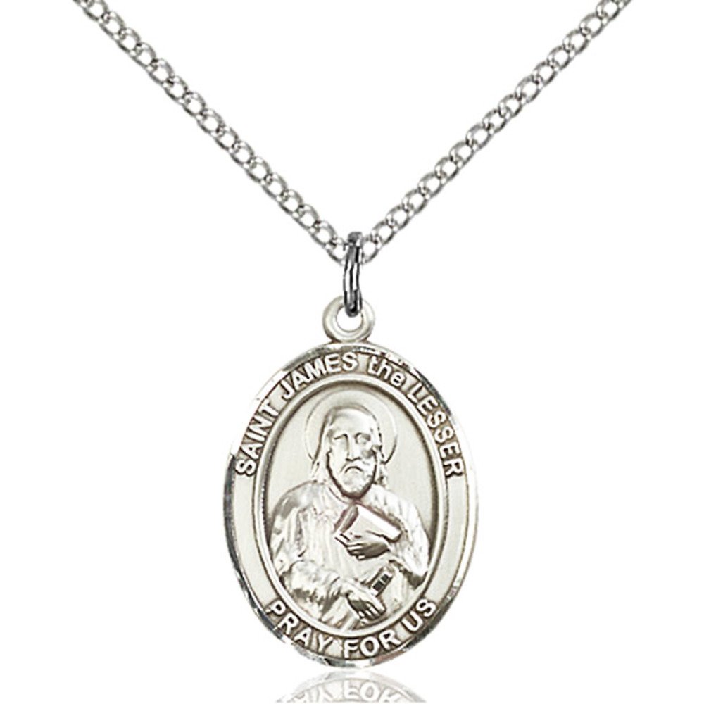 Bonyak Handmade Sterling Silver St. James The Lesser Oval Medal Pendant - Religious Jewelry for Baptism, First Communion & Spiritual Protection