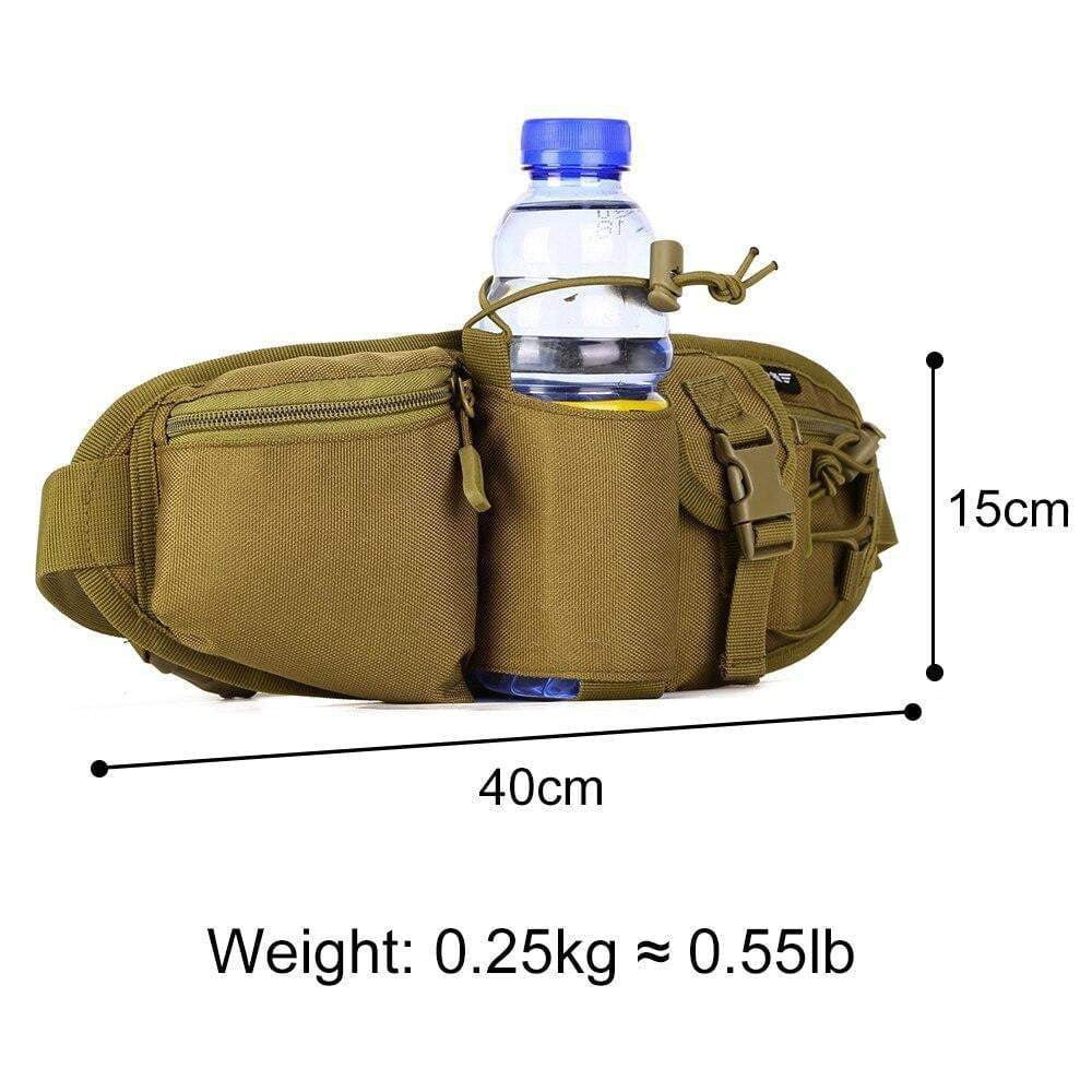 Tactical Waist Pack with Water Bottle Pouch - Durable Outdoor Belt Bag for Camping, Hiking & Hunting - Perfect for Adventure Gear Storage & Hands-Free Convenience