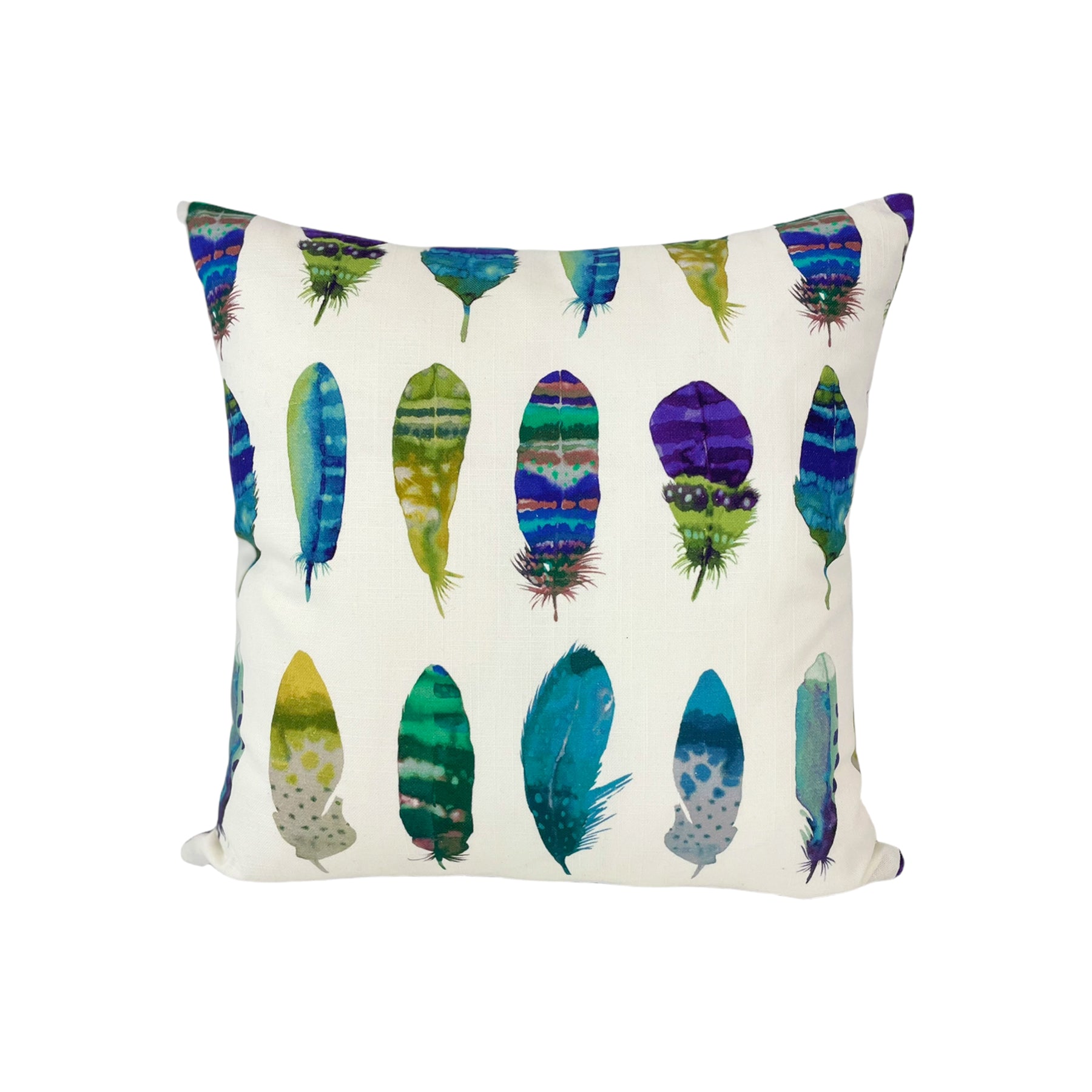 Fantail Spectrum Decorative Throw Pillow 17x17 Inches - Colorful Bohemian Style Cushion for Sofa, Bed, Living Room & Home Decor