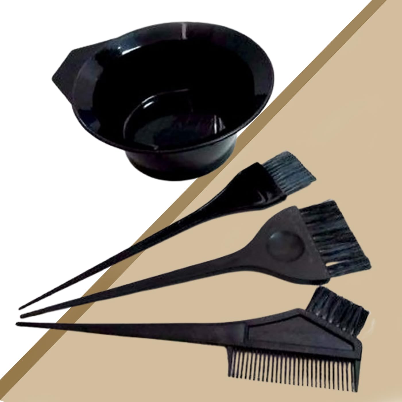 INAAYA Professional Hair Color Dye Brushes Kit with Mixing Bowl - Salon-Grade Hair Coloring Tools (3 Brushes + Dye Bowl) - Perfect for At-Home Hair Coloring & Salon Styling