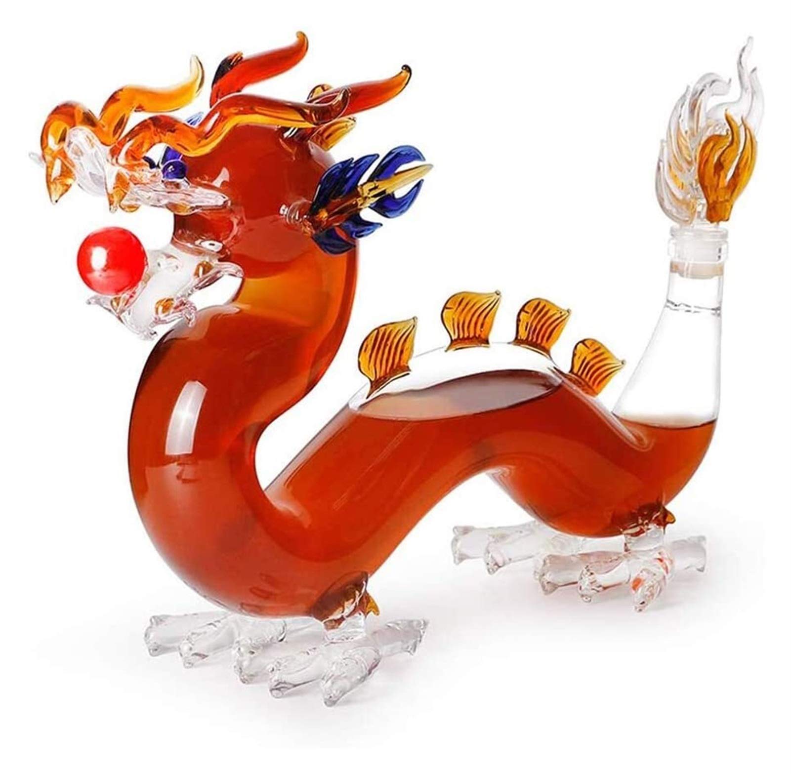 Premium Dragon-Shaped Whiskey Decanter Set - Large Lead-Free Crystal Glass Liquor Decanter with Stopper for Bourbon, Scotch & Wine - Perfect for Home Bars, Gifts & Themed Parties