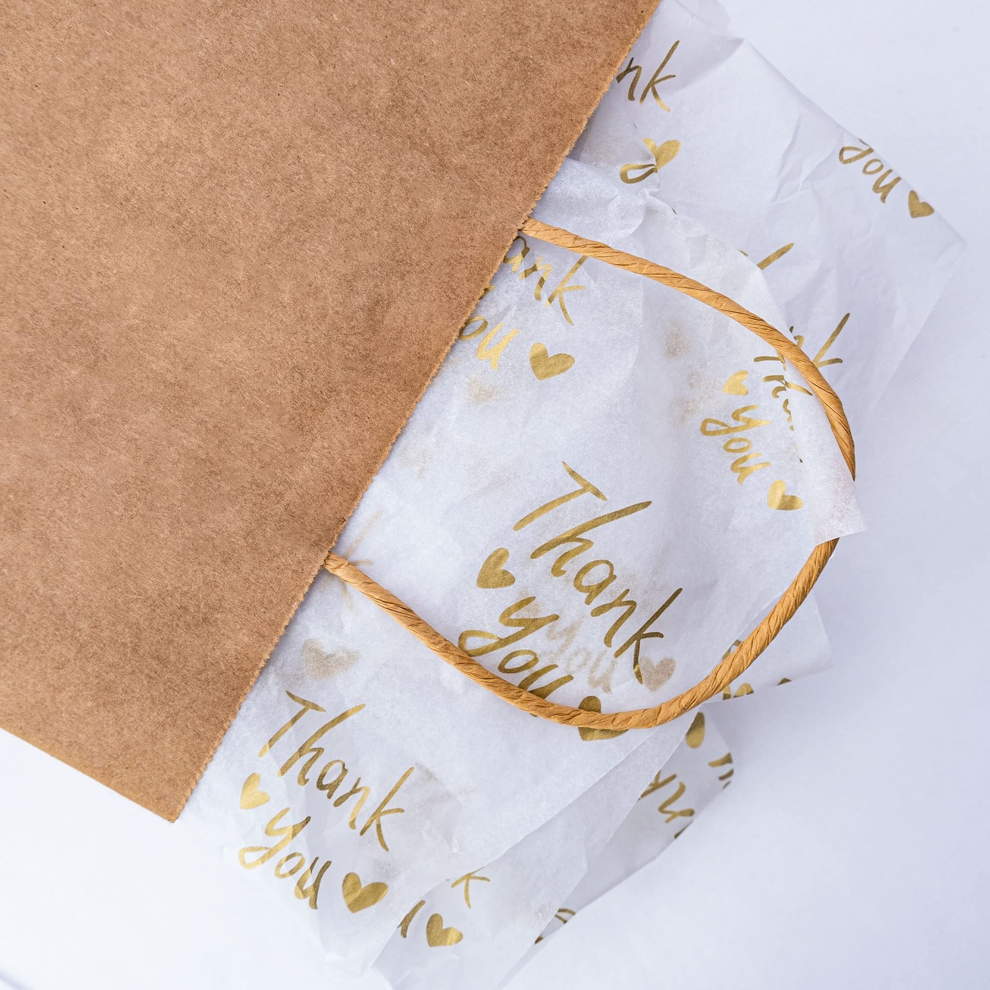 MR FIVE 50 Sheets White with Metallic Gold Thank You Tissue Paper Bulk - 20