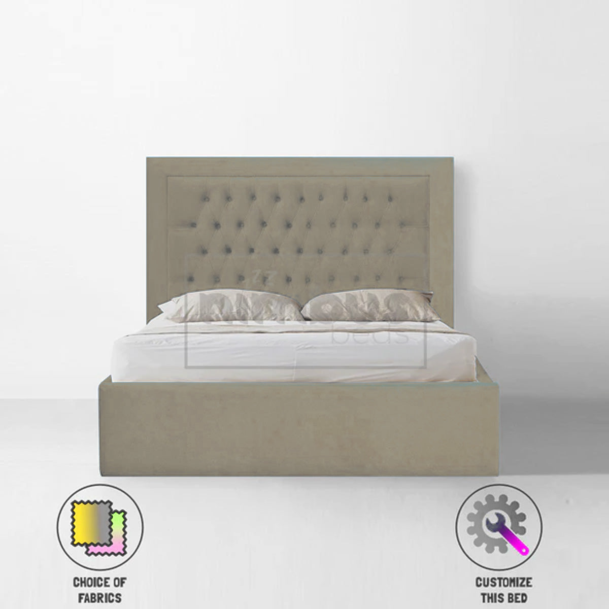 Chesterfield Bumper Bed Frame - Queen Size Upholstered Platform Bed with Tufted Headboard for Bedroom | Perfect for Modern, Classic & Luxury Home Decor