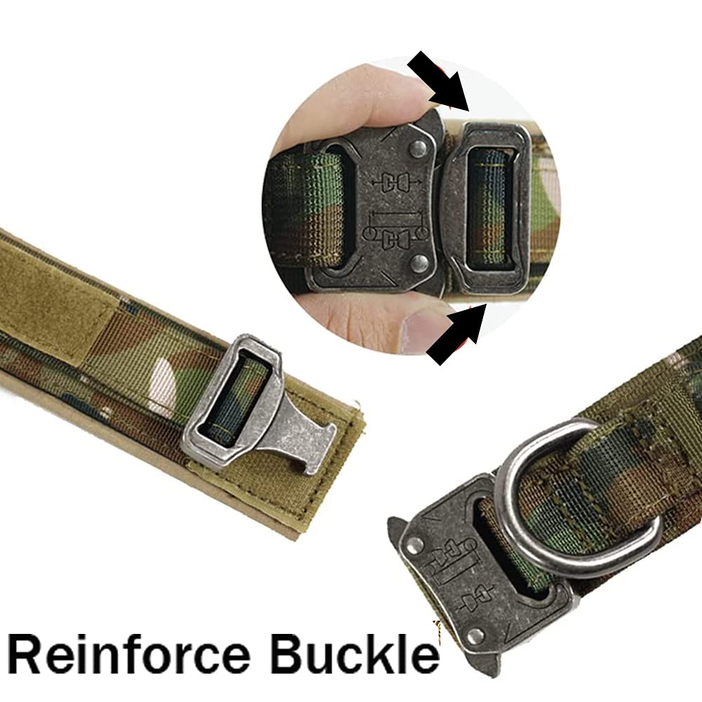 Tactical Military Dog Collar - Heavy Duty Adjustable Nylon Dog Collar with Metal Buckle & Handle for Training - Camouflage XL - Perfect for Outdoor Adventures, Hunting & Police K9 Training