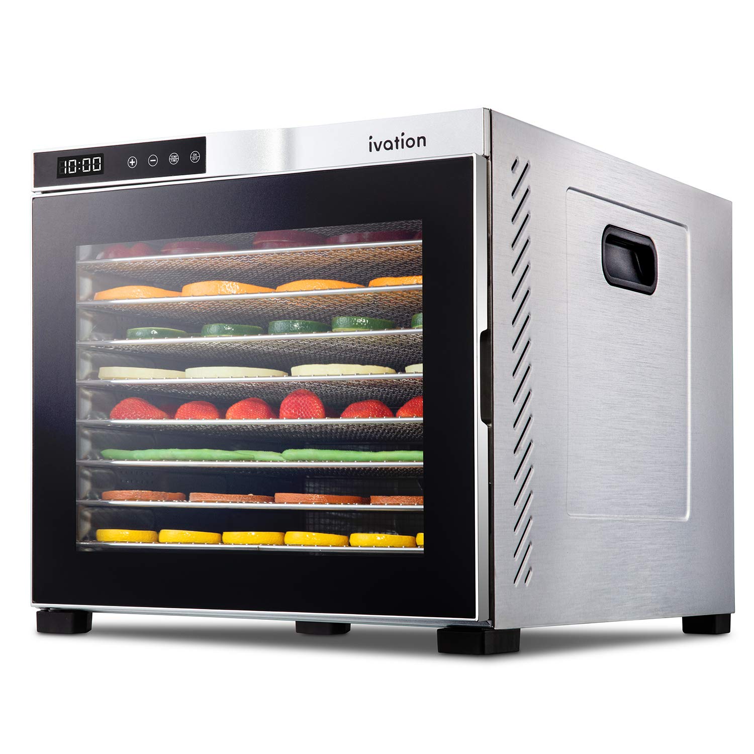 Ivation 10 Tray Commercial Food Dehydrator Machine - 1000W Stainless Steel Dryer with Digital Timer & Adjustable Temperature | Perfect for Making Beef Jerky, Drying Herbs, Fruits, Vegetables & Meat | Ideal for Home Kitchen, Camping & Food Preservation