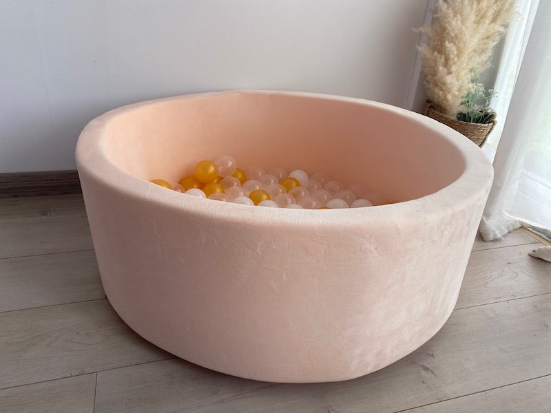 Soft Velvet Ball Pit Cover in Blush Pink - Includes Optional Play Balls (Limited Stock) - Perfect for Kids Playroom, Toddler Safe Indoor Play Area & Sensory Play Activities