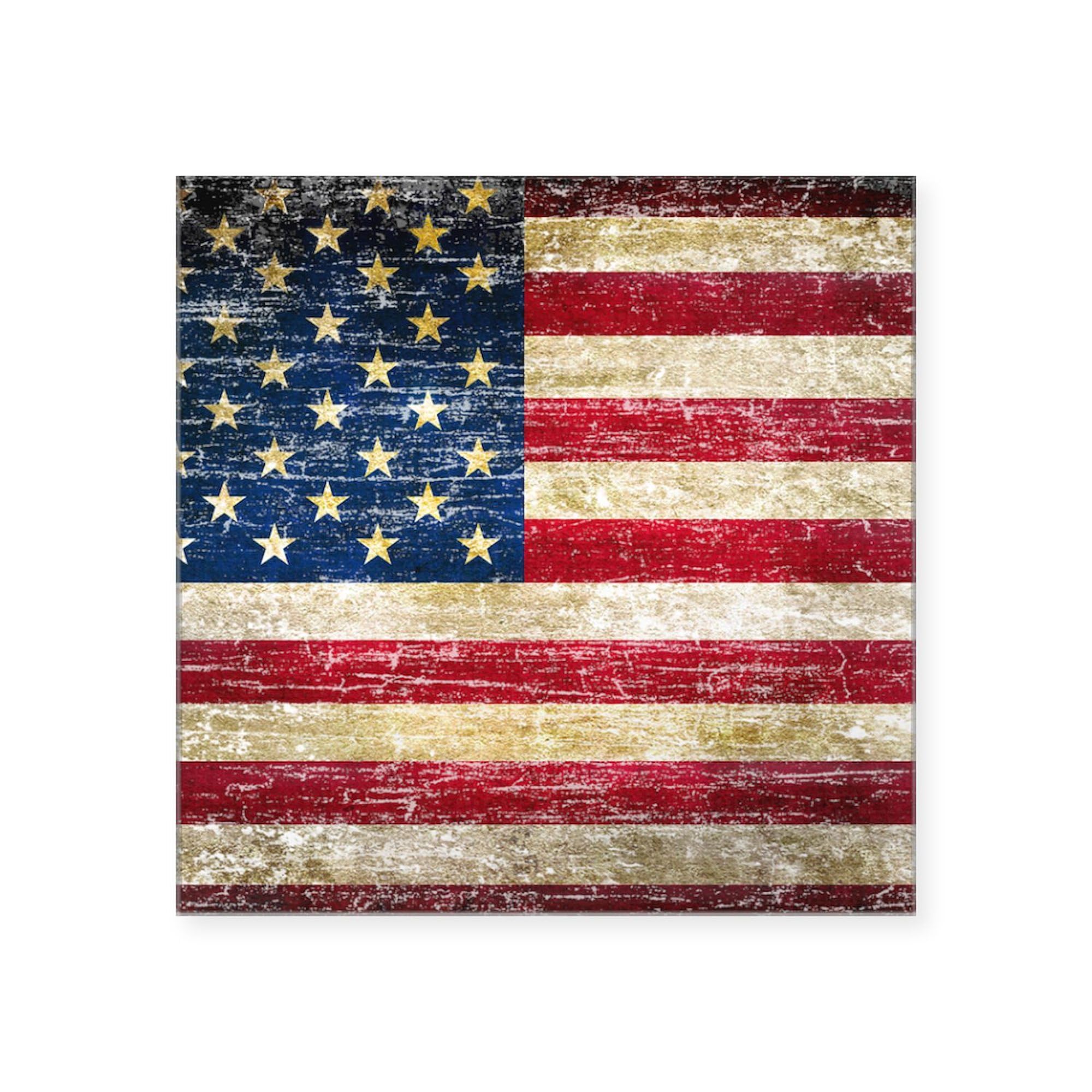 Faded American Flag Sticker - Patriotic Square Bumper Decal for Cars, Trucks, Laptops | Perfect for 4th of July, Veterans Day & Patriotic Events