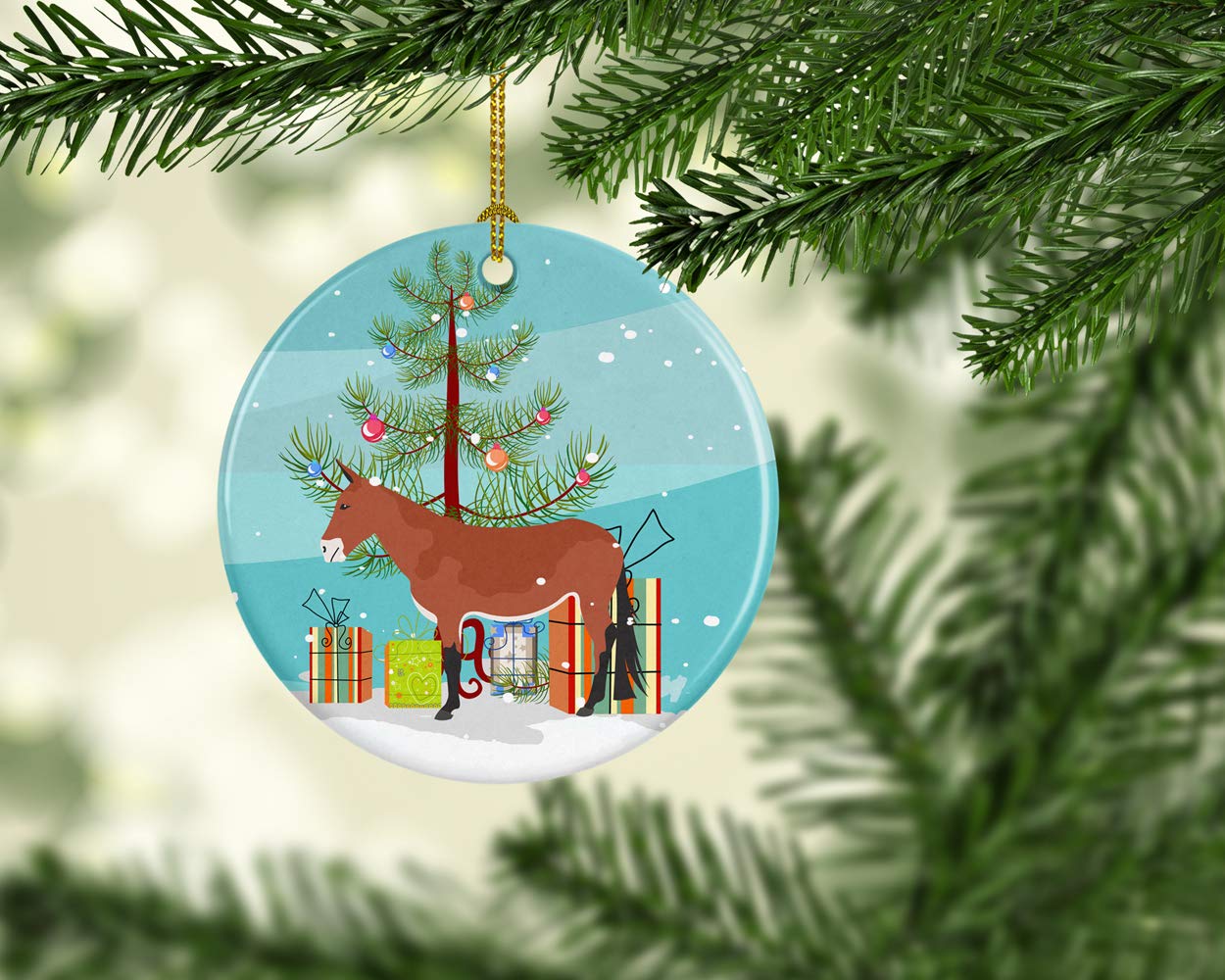 Caroline's Treasures 3 Inch Mule Christmas Ceramic Ornament - Festive Holiday Decor for Tree, Gift & Home Decoration