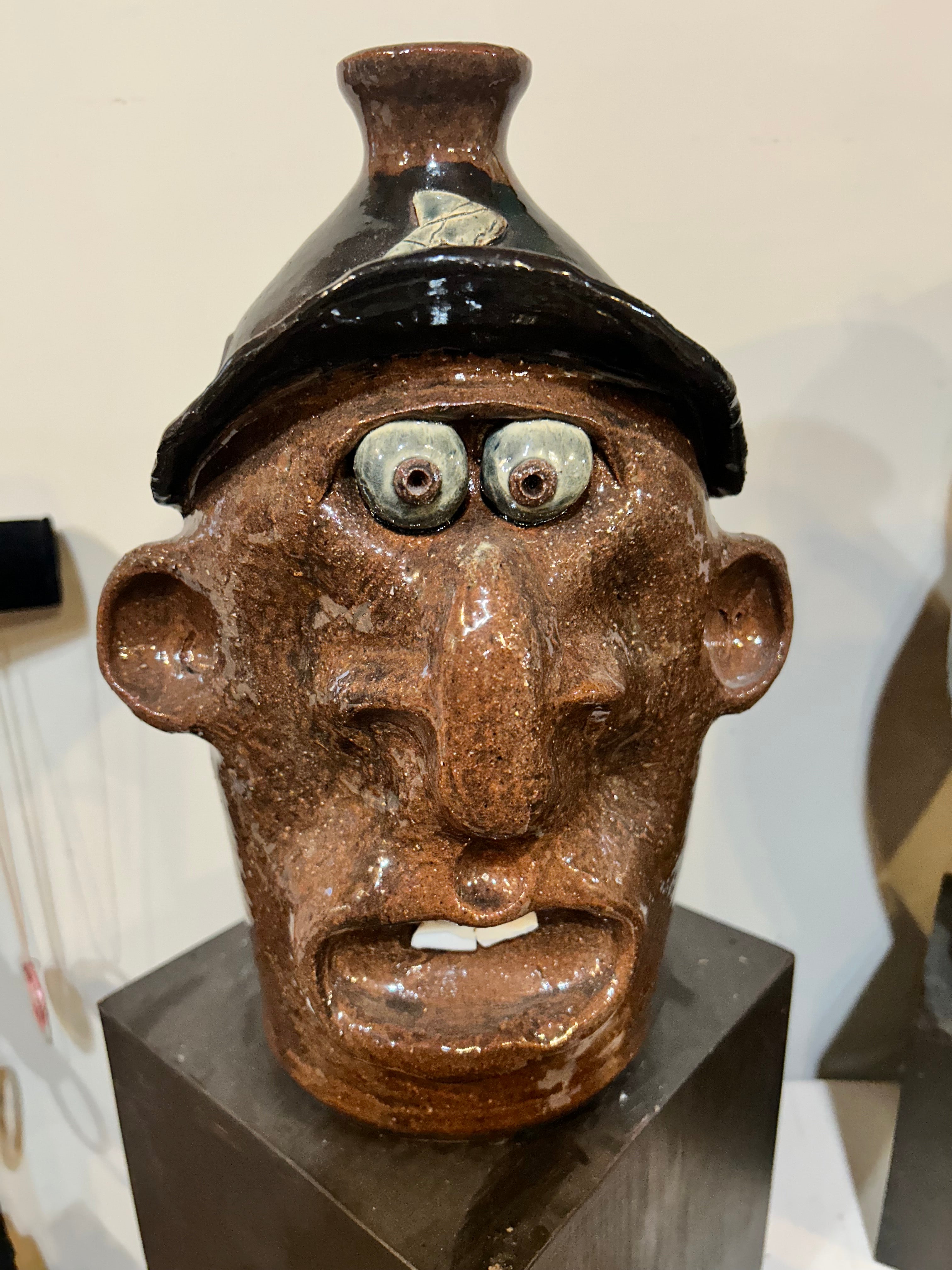 12-Inch Brian Wilson Face Jug with Braces Hat - Unique Ceramic Collectible for Beach Boys Fans, Home Decor & Gift Idea