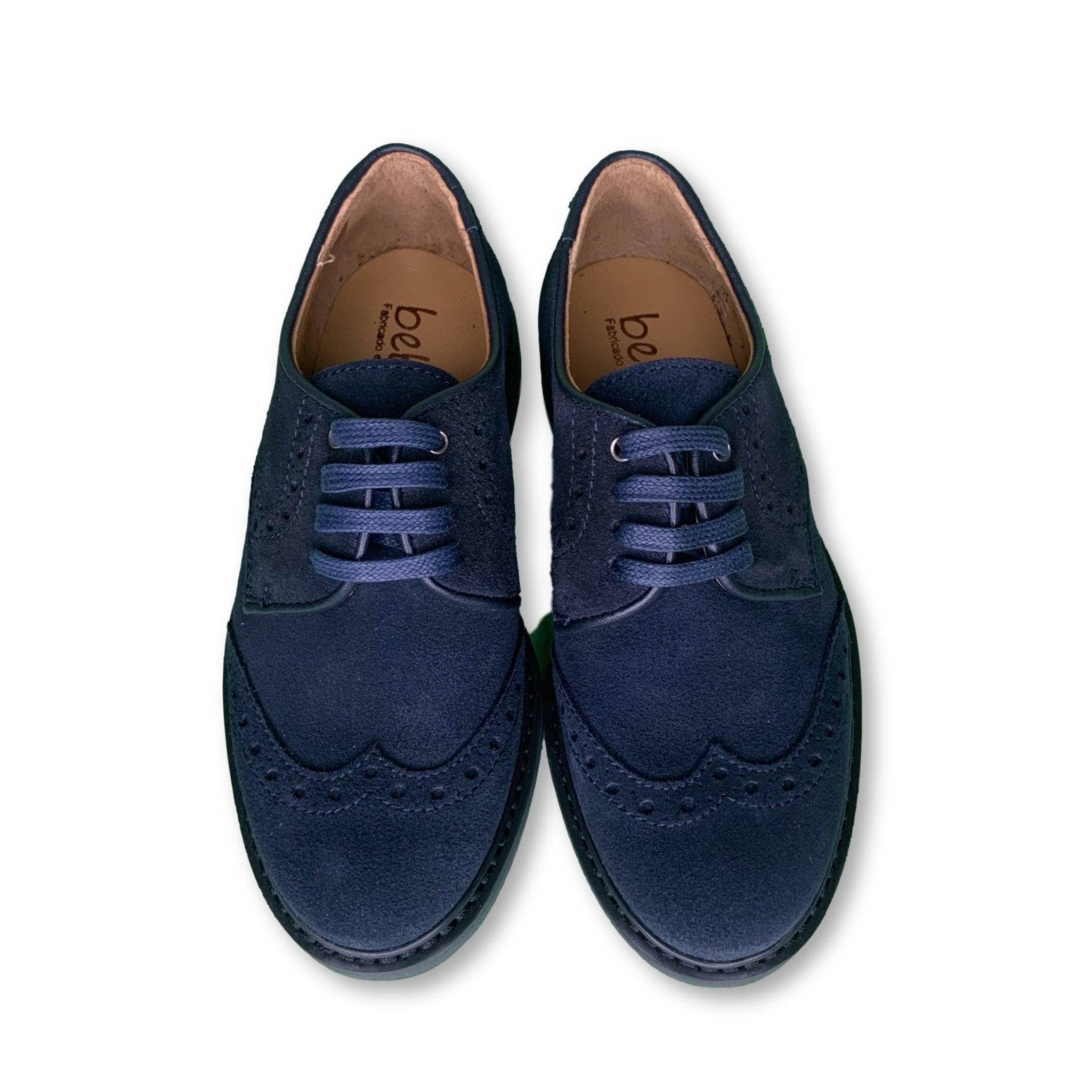 Beberlis Navy Suede Wingtip Oxford Shoes for Men - Classic Dress Shoes for Business, Wedding & Formal Occasions