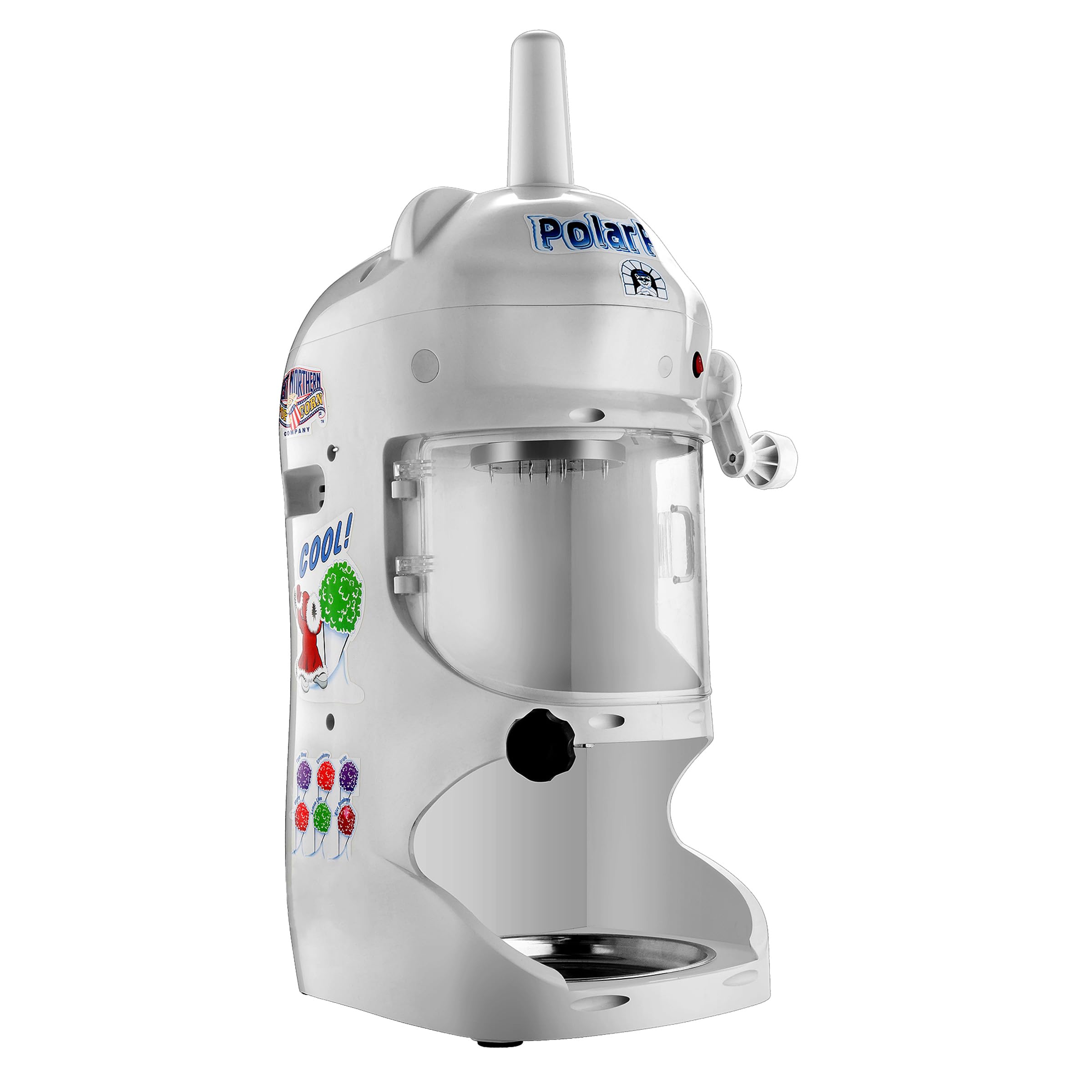 Great Northern Popcorn Electric Ice Shaver Machine - 250W High Power, 210lbs/hr Capacity, 1420RPM Stainless Steel Blade for Perfect Shaved Ice - White Snow Cone Maker & Ice Crusher for Parties, Events, and Home Use