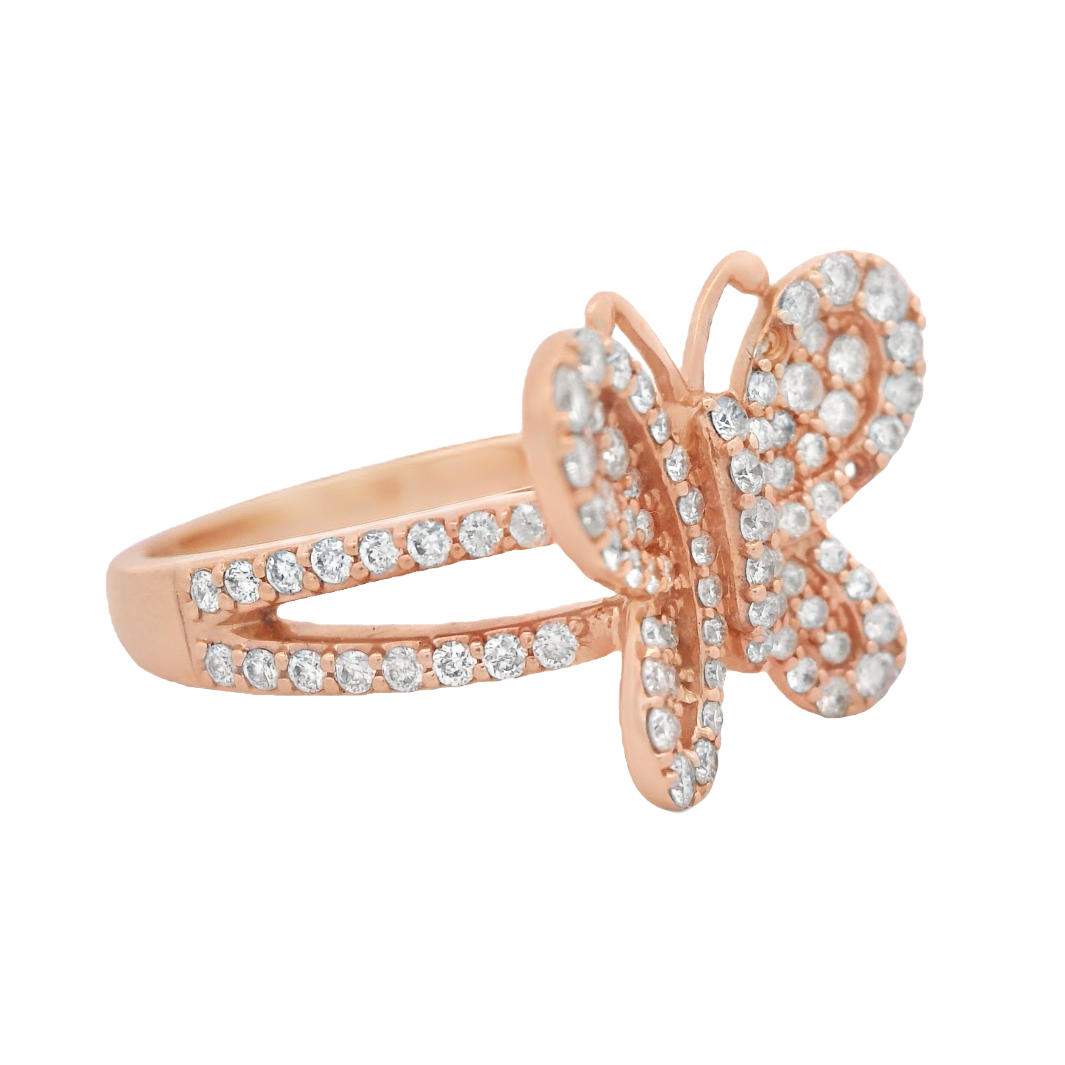 14K Rose Gold Butterfly VS Diamond Ring for Women - Elegant Jewelry Gift for Valentine's Day, Anniversary & Special Occasions | JTJ™