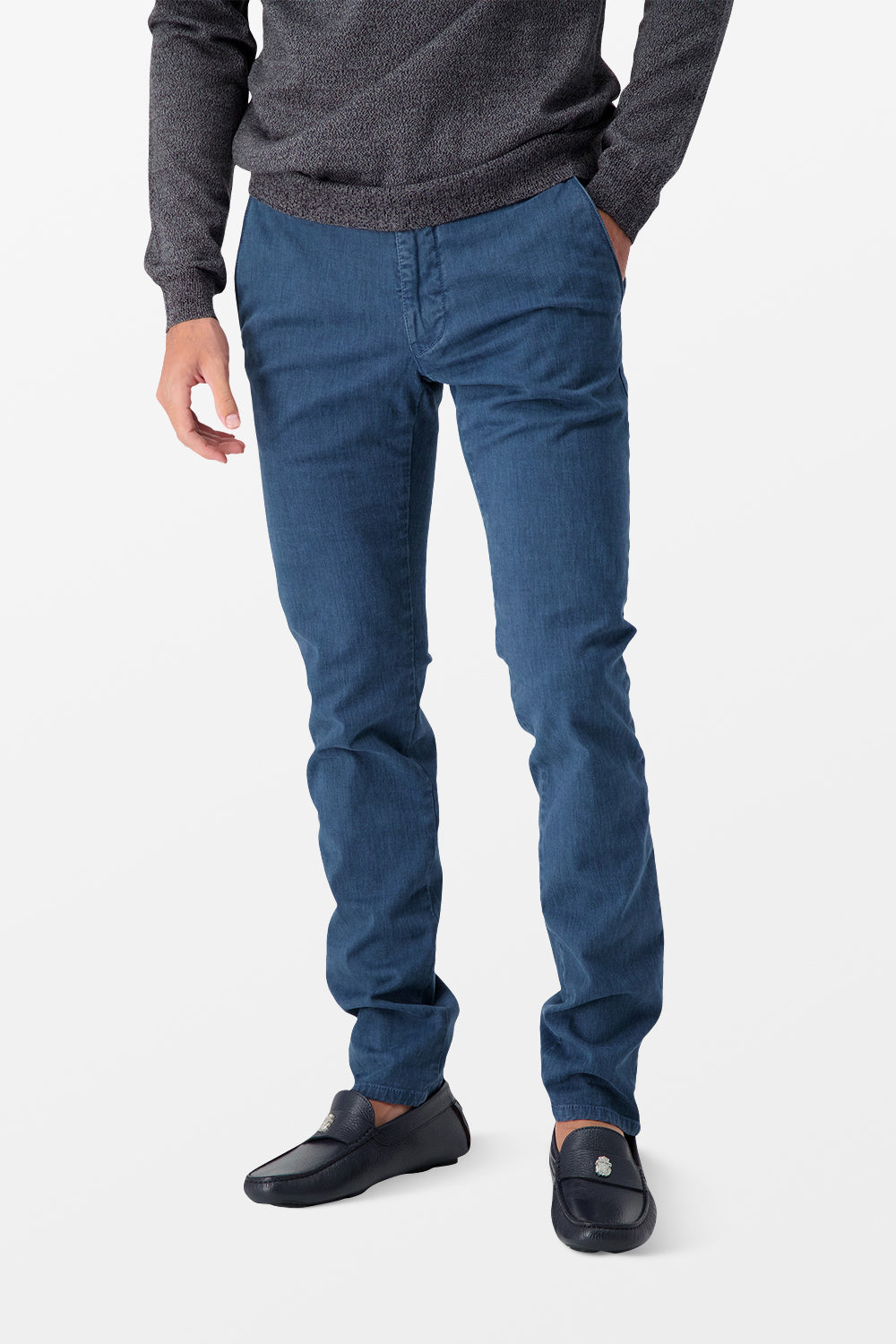 Incotex Blue Casual Trousers for Men - Comfortable Slim Fit Chinos with Stretch - Perfect for Office, Travel & Everyday Wear