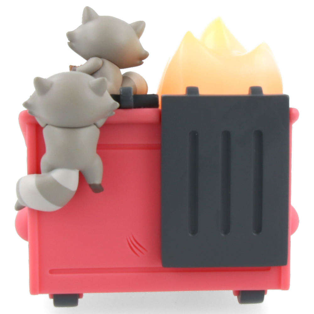 Funny Dumpster Fire & Trash Panda Vinyl Figures - Cute Raccoon Collectible for Desk Decor, Gag Gifts & Pop Culture Fans