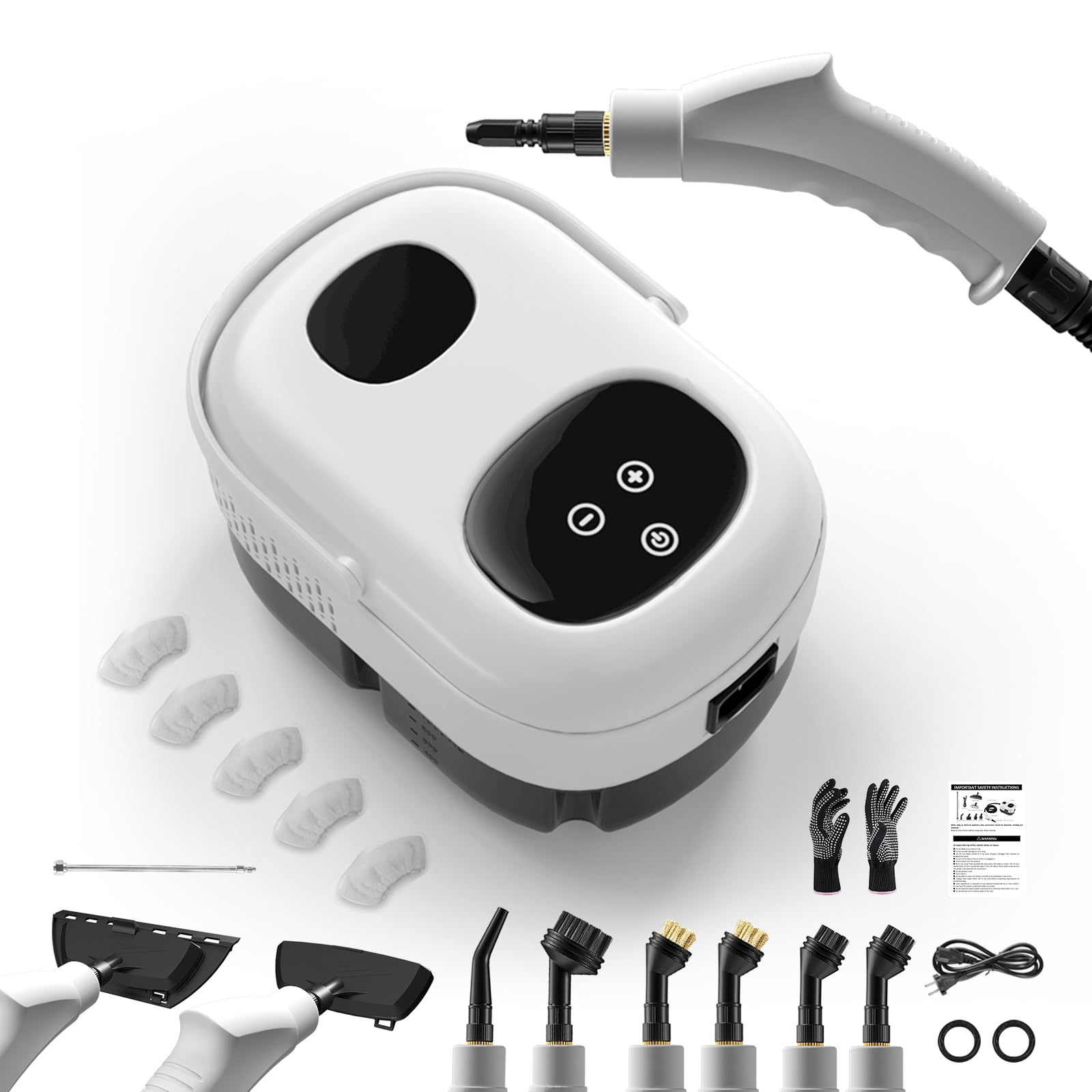 Upgraded 2500W Handheld Steam Cleaner - High Pressure Steamer for Home Cleaning with 3 Attachments - Portable Steam Mop for Kitchen, Bathroom, Floors & Car Detailing - White (Ideal for Deep Cleaning Grout, Upholstery & Sanitizing Surfaces)