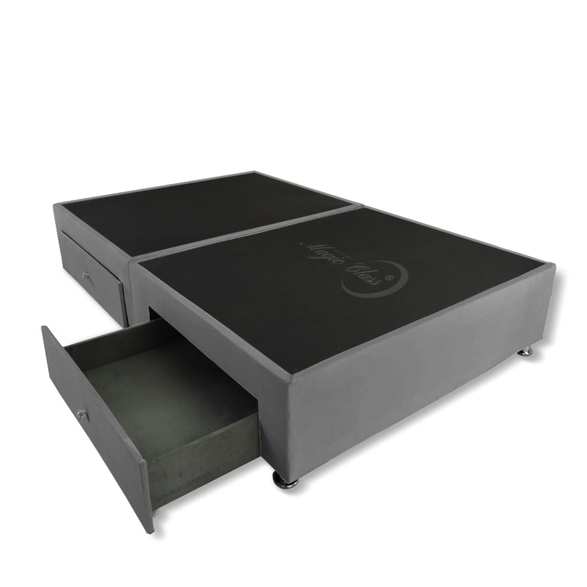 Split Bed Base Gray 120x40cm for Divided Semi-Double Mattress 120x190cm with Drawers - Perfect for Small Bedrooms, Guest Rooms & Space-Saving Storage Solutions