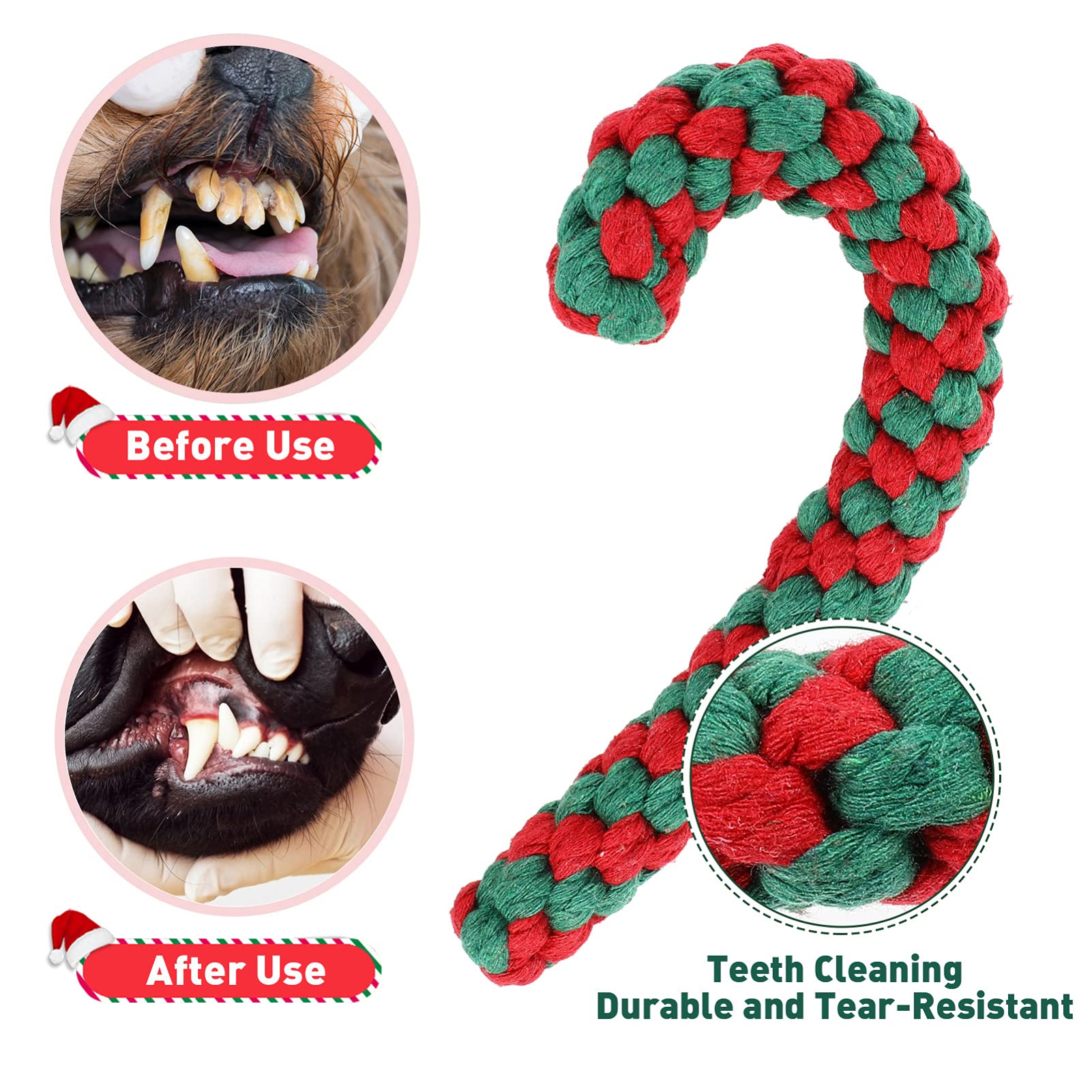 POPETPOP Christmas Dog Toys - Plush Squeaky Chew Toys for Puppies (Gingerbread Man & Tree Shapes) - Fun Holiday Pet Gifts for Playtime & Training