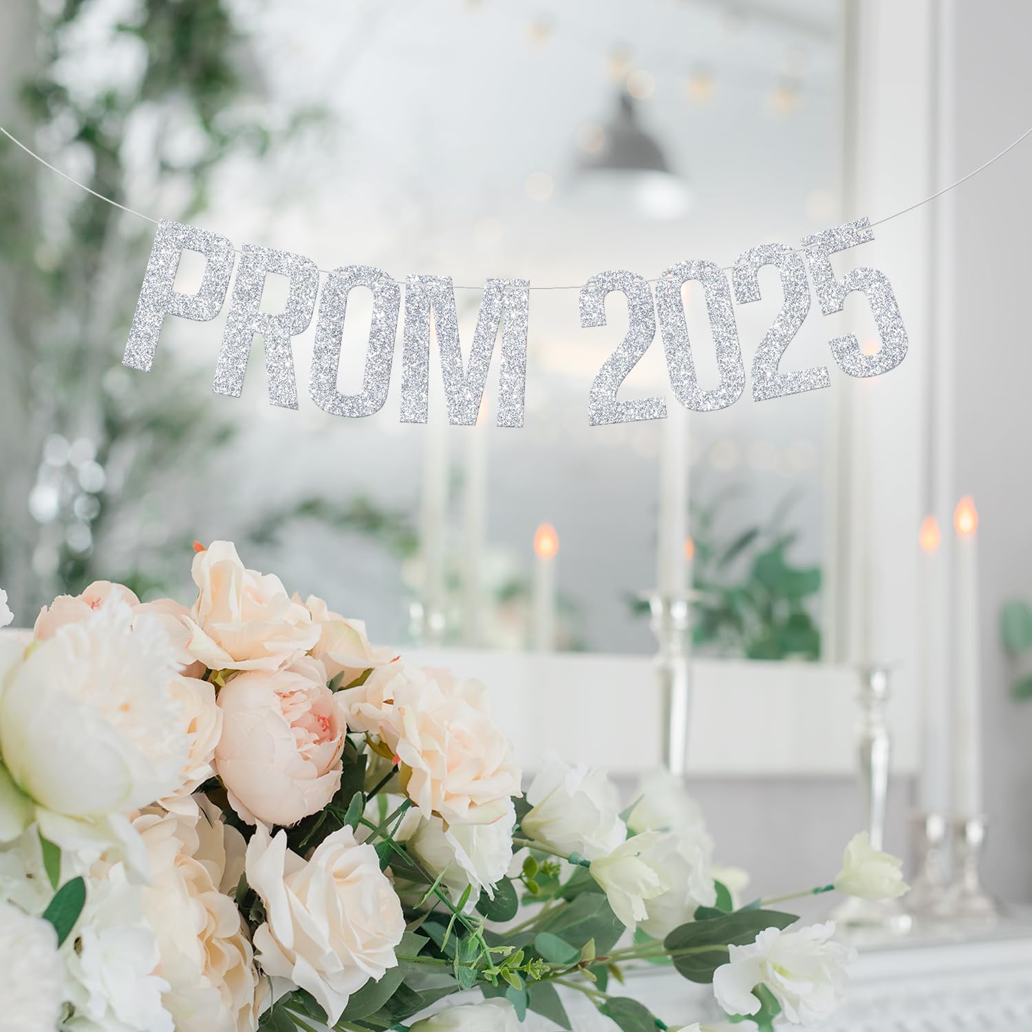 2025 Prom Banner & Graduation Decorations - Silver Glitter Prom Night Party Supplies for Class of 2025 | Perfect for High School Dance, Senior Party & Grad Celebration Decor