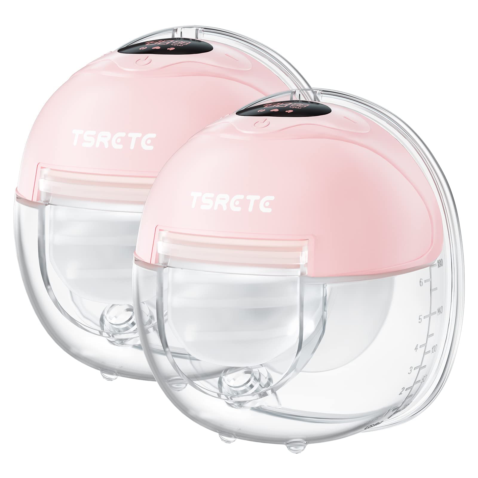 TSRETE Wearable Electric Breast Pump with LCD Display - 3 Modes, 12 Adjustable Levels, Portable & Quiet Hands-Free Pump for Nursing Moms - 24mm Flange (Pink) | Ideal for Work, Travel & On-the-Go Breastfeeding