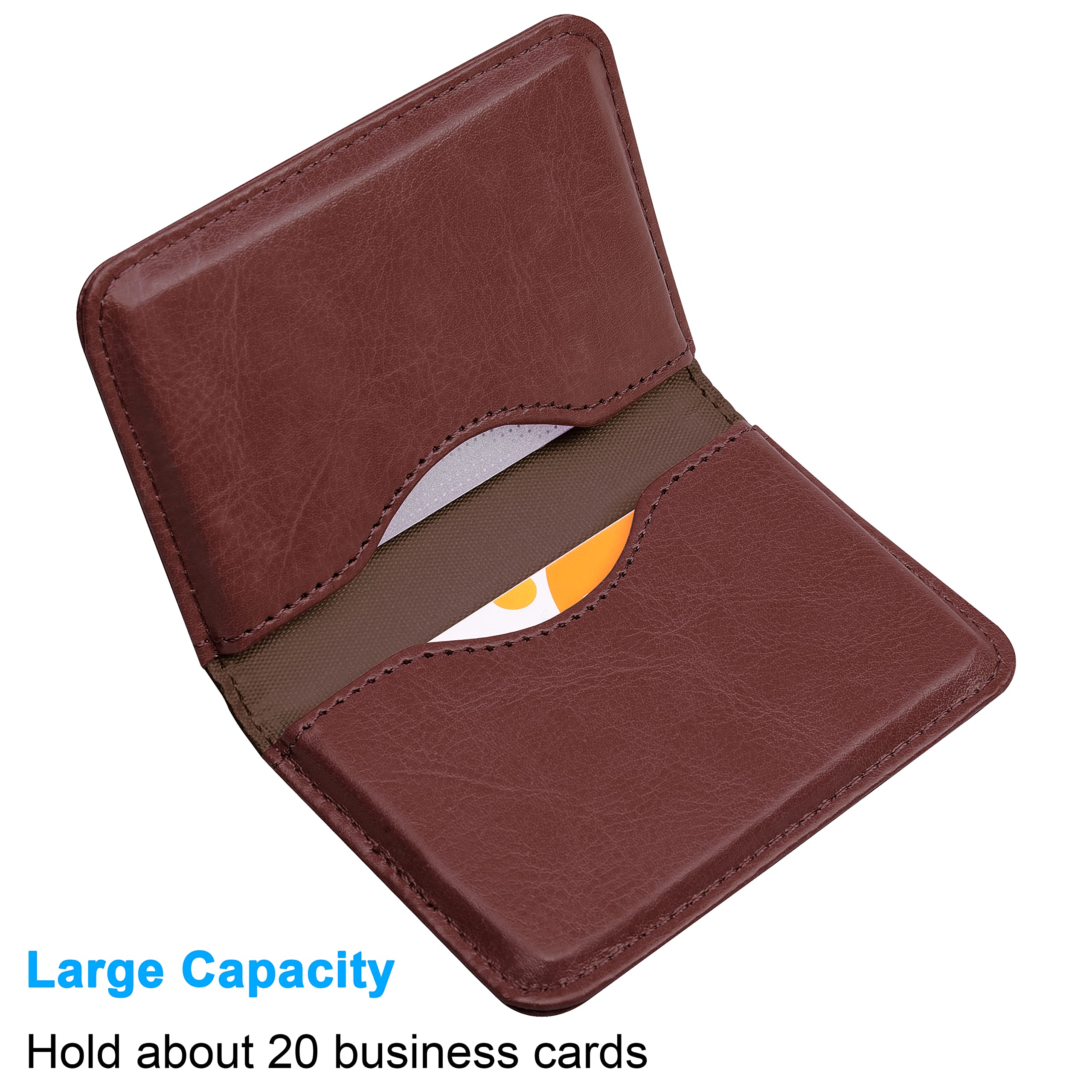 Premium PU Leather Business Card Holder - 2-Sided Magnetic Closure Wallet Case for Men & Women | Ultra Slim & Thin Design | Perfect for Networking Events, Office Meetings & Professional Gatherings