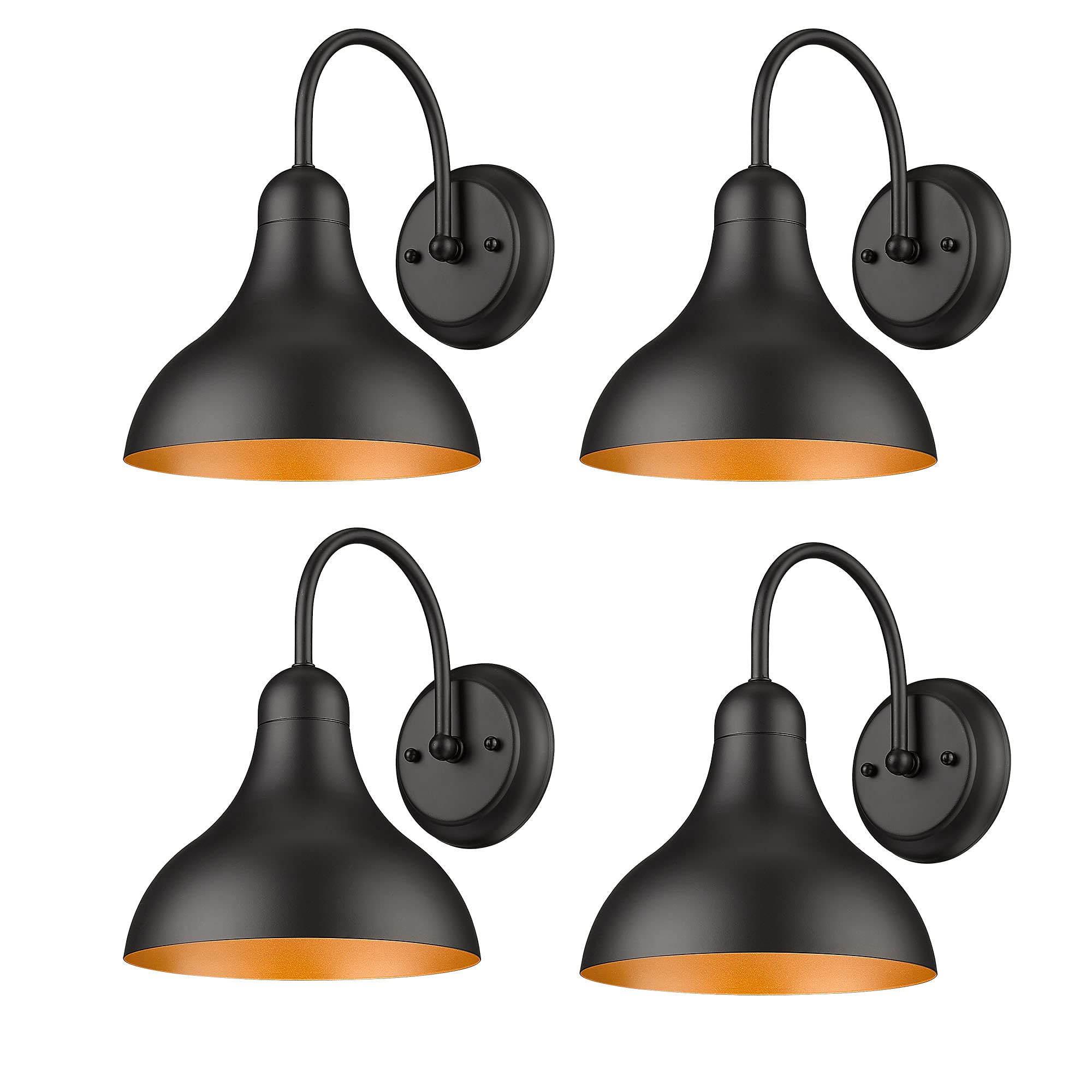 Black Industrial Barn Lights - 4 Pack Outdoor Wall Sconces for Farmhouse & Exterior Lighting (11.79