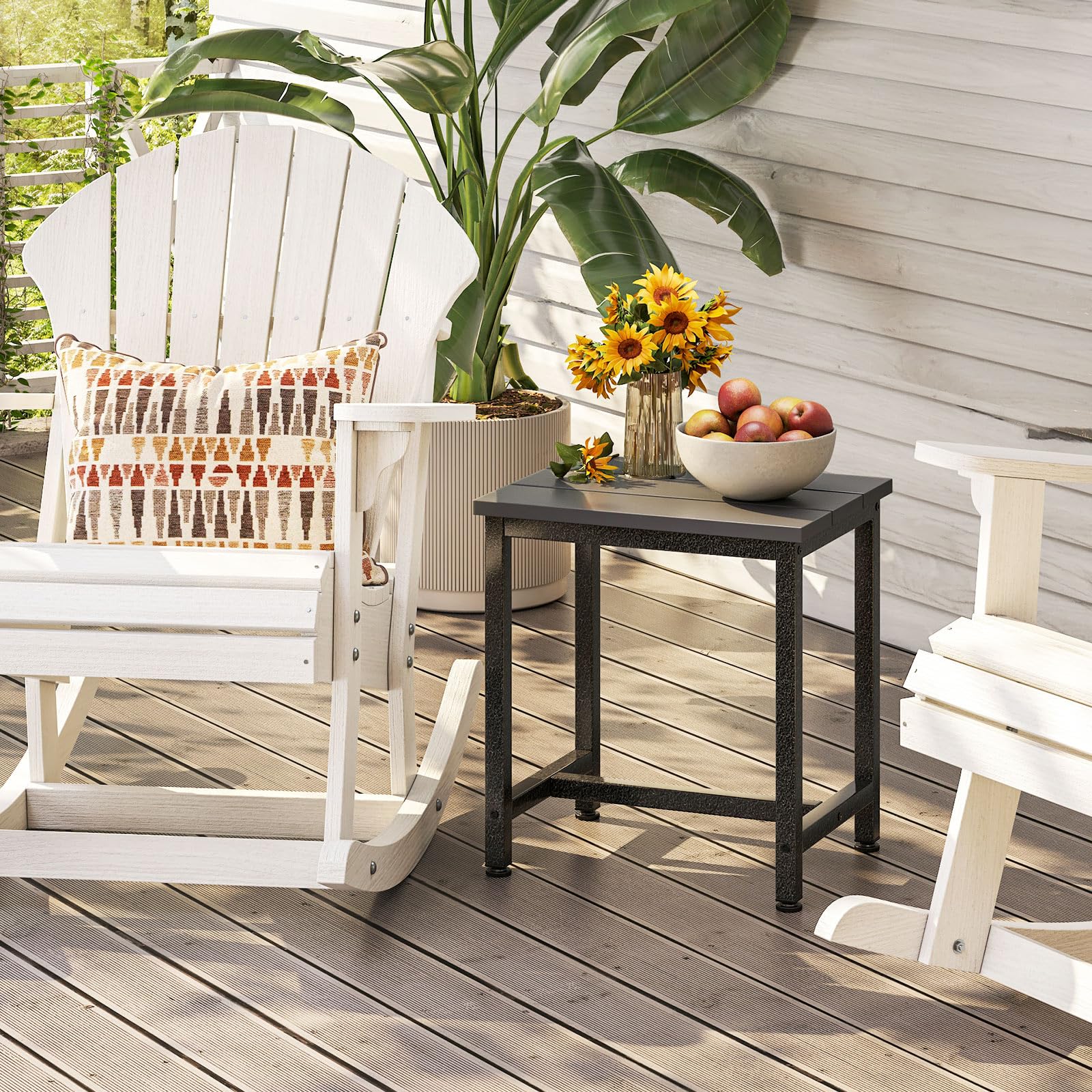Weather-Resistant ODK Outdoor Side Table - Durable Adirondack Patio End Table with Waterproof Top for Hot Tub, Garden, Balcony & Poolside - Easy-to-Clean Grey Accent Table | Perfect for Outdoor Lounging, BBQ Parties & Poolside Relaxation