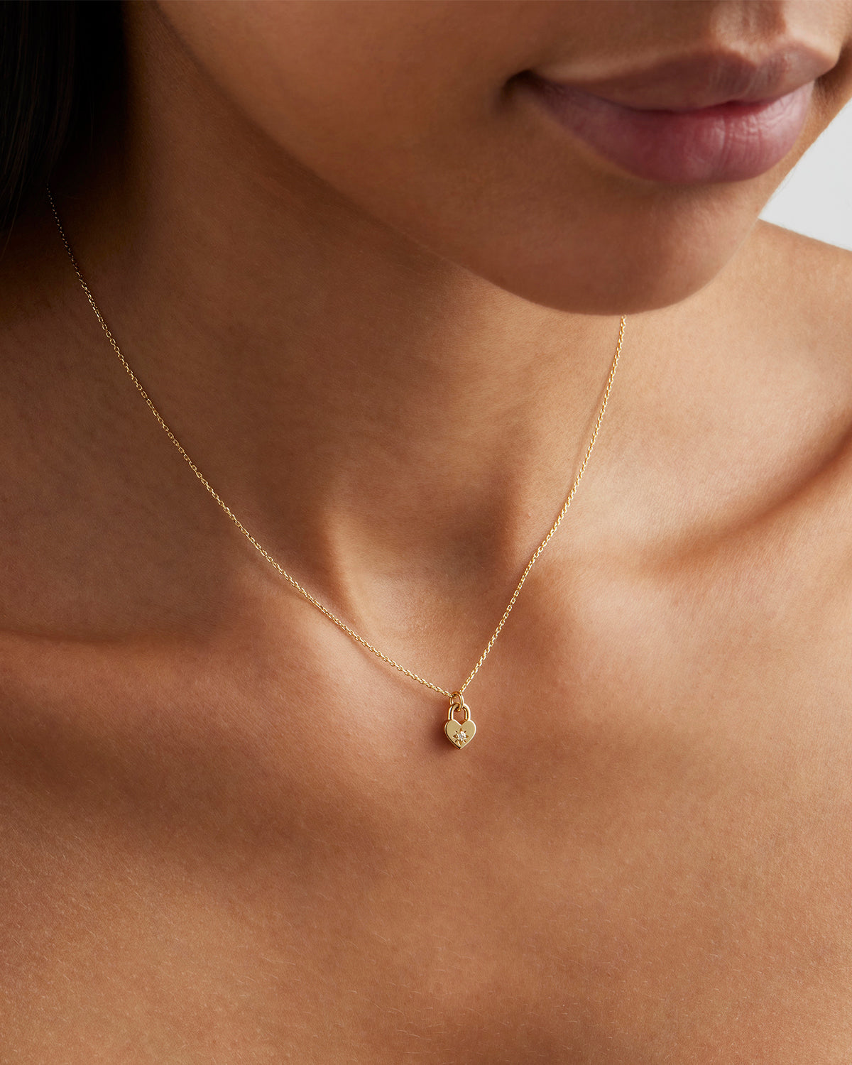 9K Solid Gold Lab-Grown Diamond Lotus Heart Padlock Necklace for Women – Elegant Gift for Valentine’s Day, Anniversary & Special Occasions