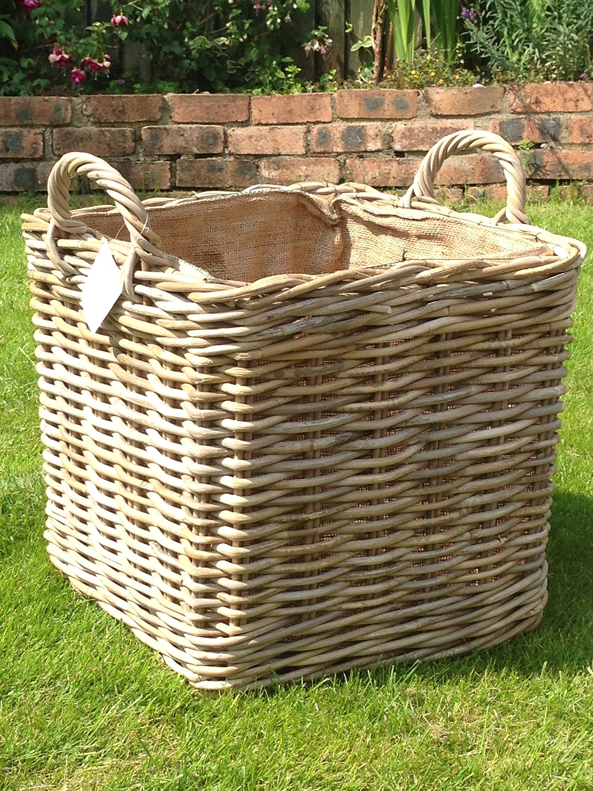 Premium Heavy-Duty Lined Square Log Basket - Rustic Firewood Storage Organizer for Fireplace, Living Room & Outdoor Use
