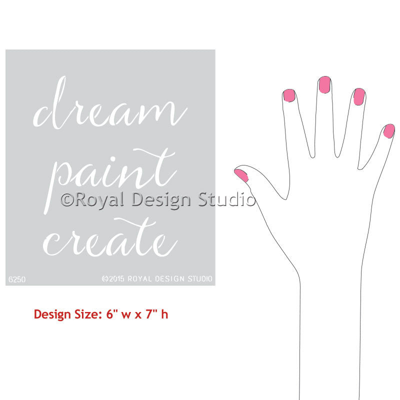 Dream Paint Create Script Stencil - DIY Art & Craft Lettering Template for Scrapbooking, Sign Making & Home Decor