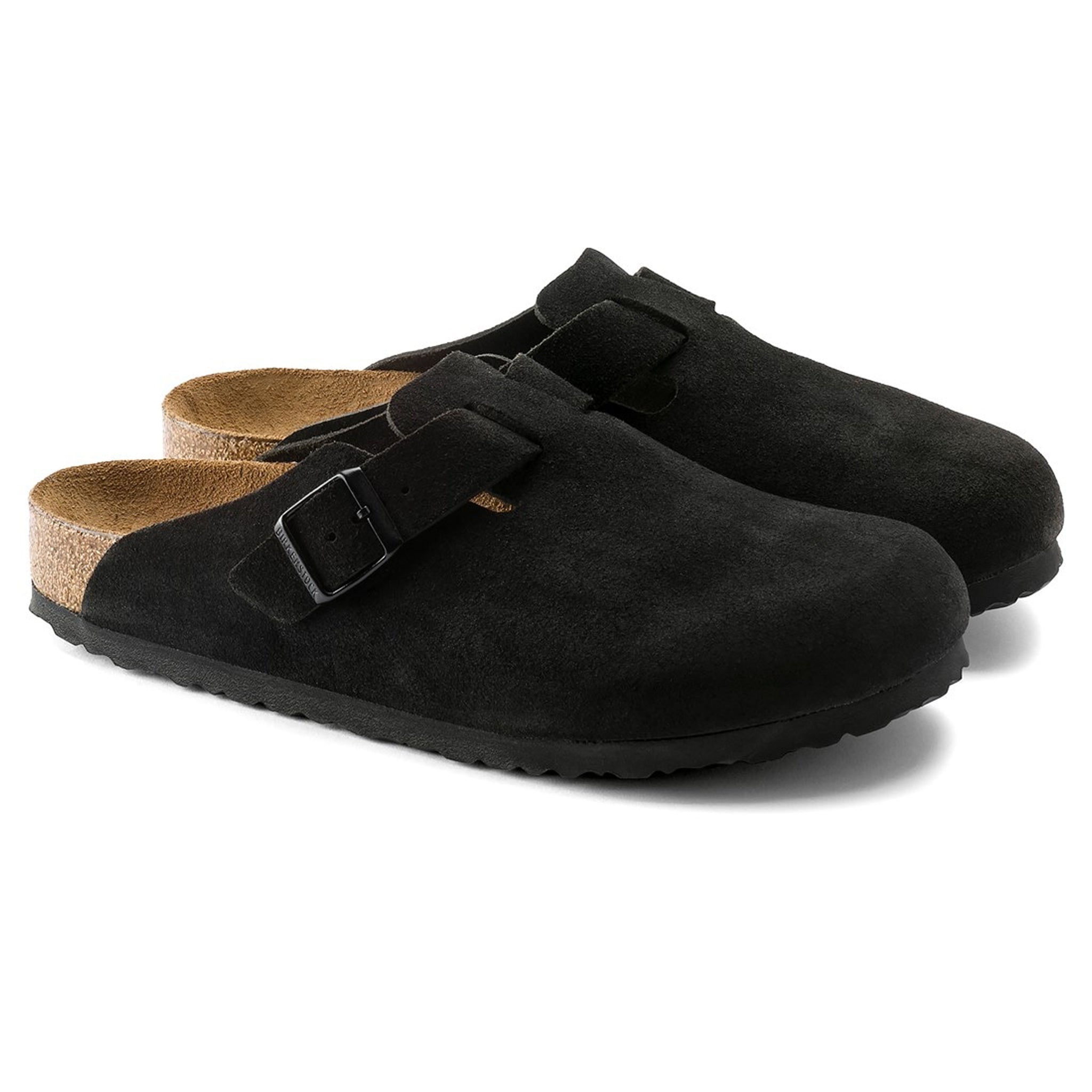 Birkenstock Boston Suede Flat Sandals for Women & Men - Comfortable Black Leather Clogs | Perfect for Casual Wear, Home & Office