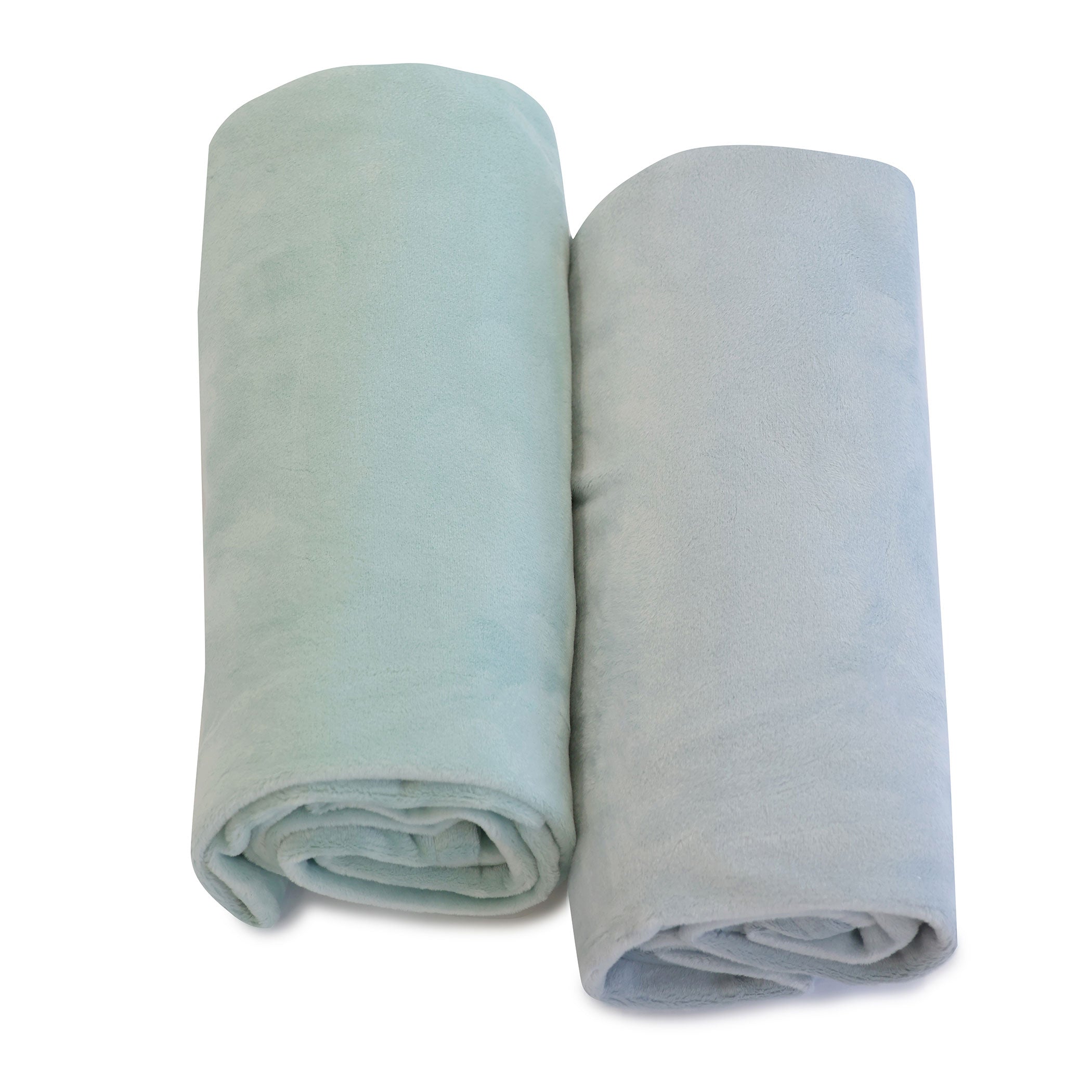 Nordic 2-Pack Stretchy Velour Cuddle Blankets - Sky Blue & Mint Green | Ultra Soft Throw Blankets for Couples, Sofa & Bed | Perfect for Winter Snuggling, Movie Nights & Gift Giving