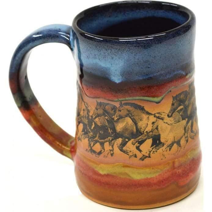 Open Range Horses Beer Tankard - 16oz Stainless Steel Pint Glass with Handle for Camping, BBQ, and Outdoor Parties