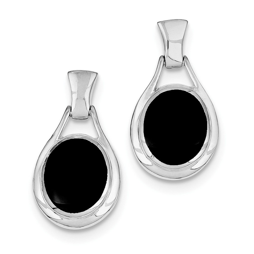 Sterling Silver Oval Onyx Earrings for Women - Elegant Black Gemstone Dangle Earrings - Perfect for Parties, Weddings & Evening Events