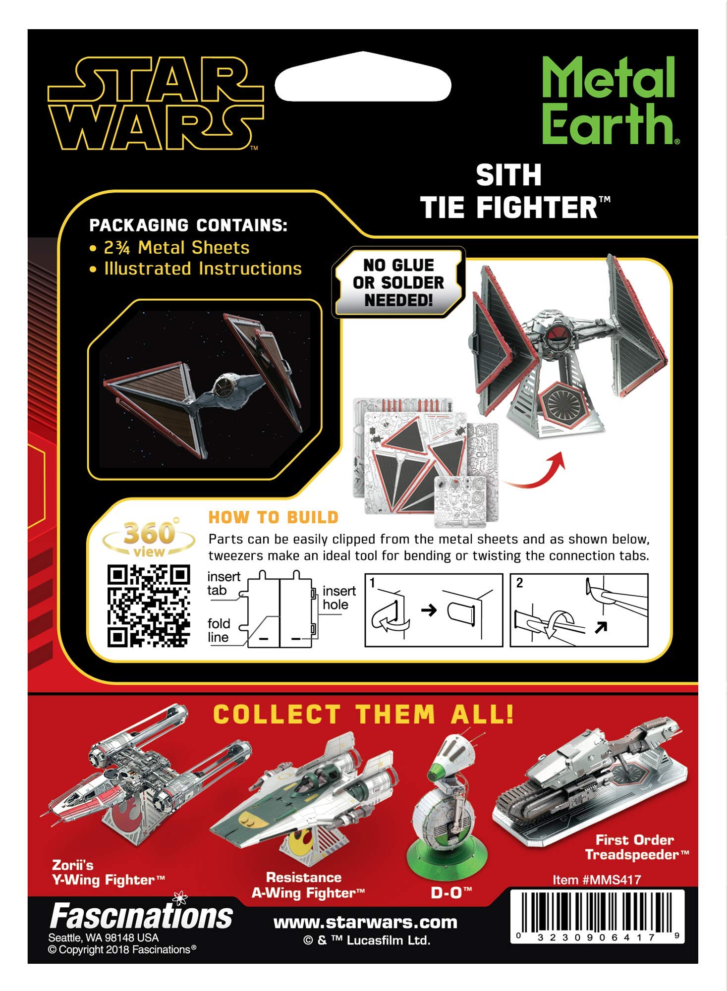 Star Wars Sith TIE Fighter 3D Metal Model Kit - Premium DIY Building Set with Tweezers | Perfect for Collectors & Sci-Fi Fans | Display, Gift & Home Decor