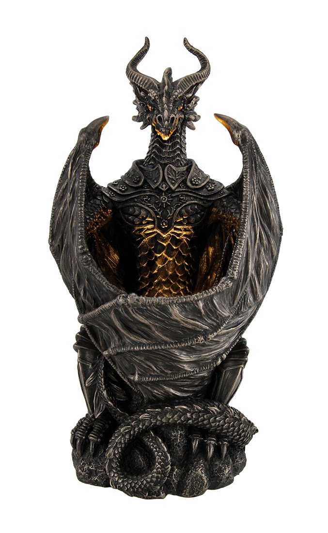 Veronese Design Guardian of The Light Armored Dragon LED Night Light Statue - 10 Inch Collectible Fantasy Decor for Bedroom, Gaming Room & Dorm | Perfect Gift for Dragon Lovers