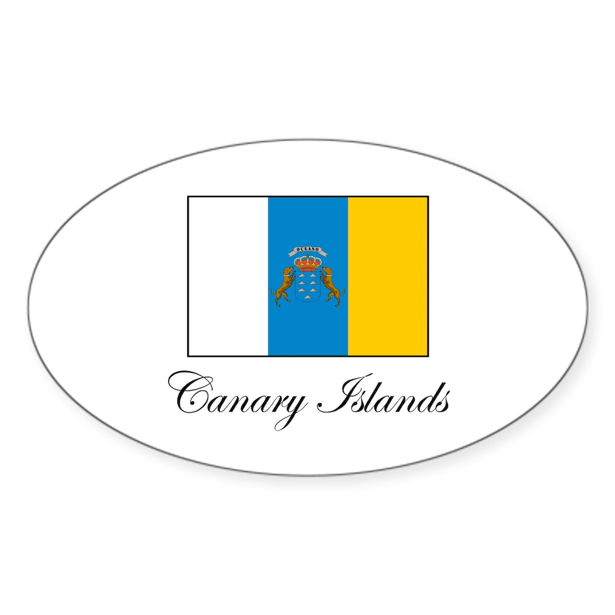 Canary Islands Flag Oval Sticker - Waterproof Vinyl Decal for Cars, Laptops, Windows - Perfect for Travel Lovers & Spanish Culture Enthusiasts