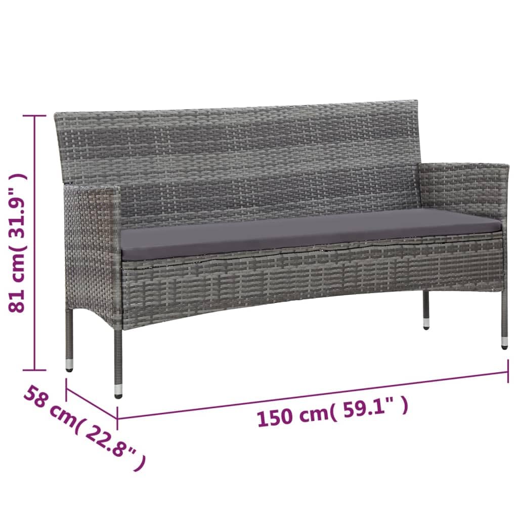 5-Piece Gray Poly Rattan Patio Furniture Set with Cushions & Coffee Table - Outdoor Sectional Sofa Conversation Set for Garden, Backyard, and Poolside Relaxation