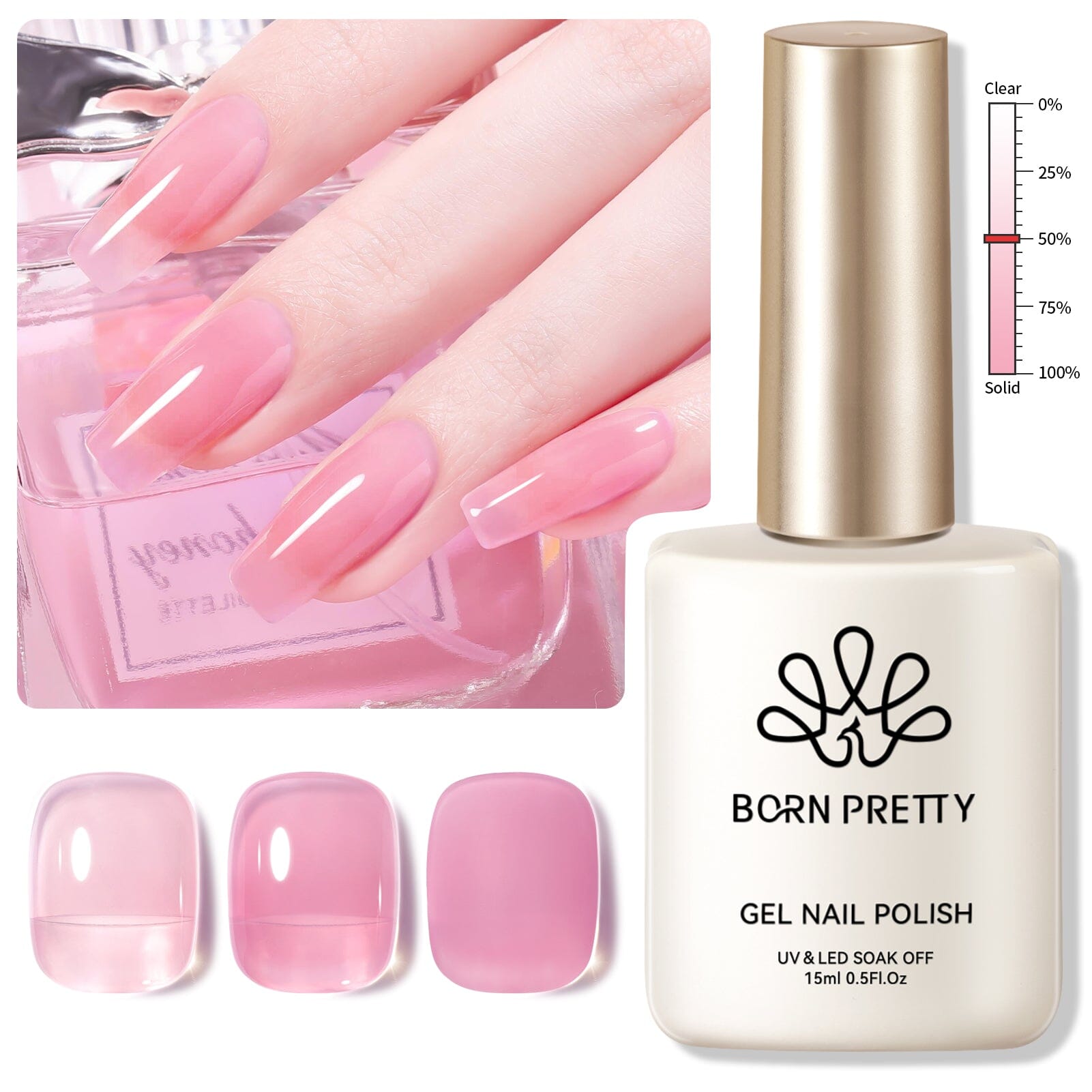 Hema Free Semi Jelly Gel Polish #05 Pink 15ml - Long Lasting Nail Polish for Manicure & Pedicure at Home or Salon