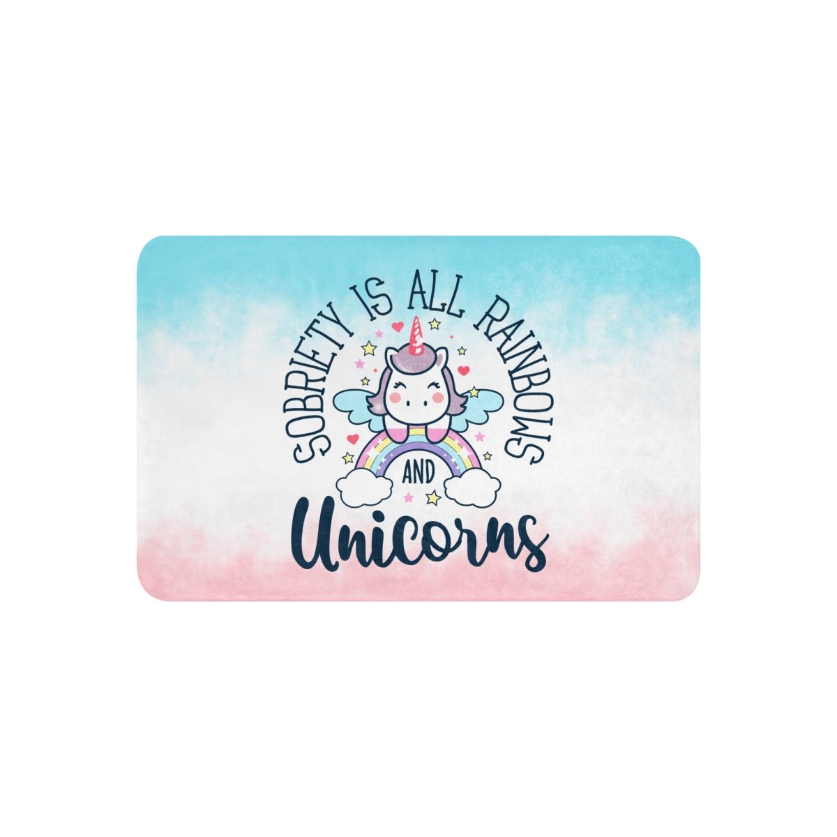 Rainbows & Unicorns Sobriety Sherpa Blanket - Soft Flannel Throw for Recovery & Comfort - Perfect for AA Meetings, Sober Living & Cozy Home Decor